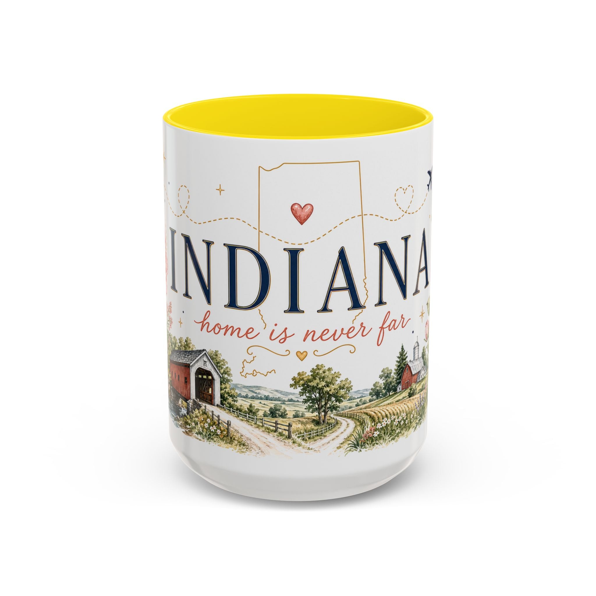 Indiana State Mug | Moving Away, Long Distance Friendship Gift | Botanical Map Accent Cup