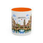 Bruges Illustrated Travel Mug | Belgium Souvenir Accent Coffee Mug | 11oz 15oz Ceramic Cup
