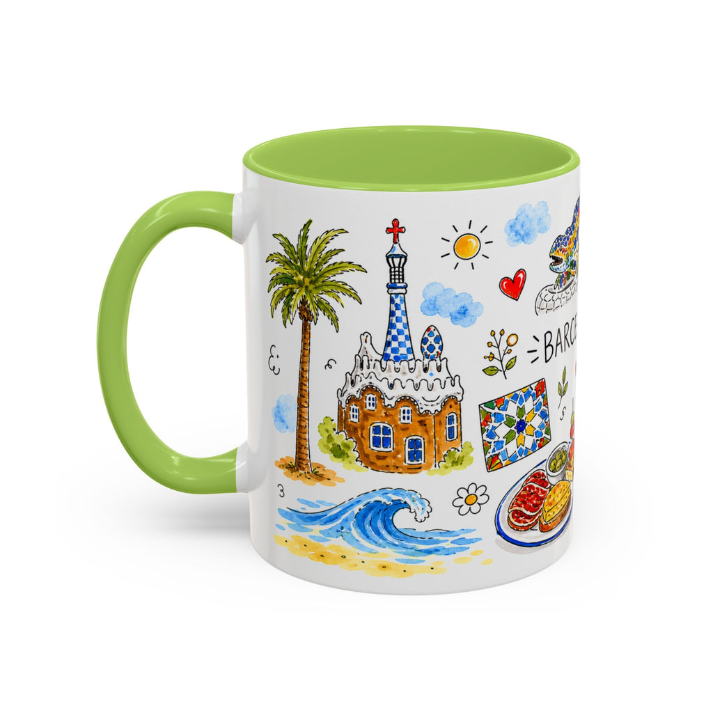 Barcelona Travel Mug | European City Souvenir Accent Coffee Mug | 11oz 15oz Ceramic Cup