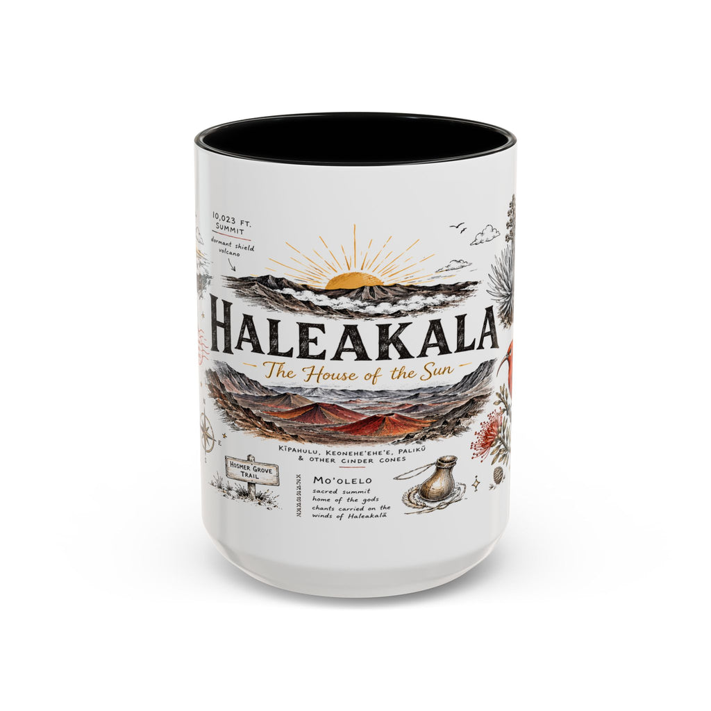 Haleakala National Park Coffee Mug | Hawaii Maui Sunrise Crater Gift | Accent Color Ceramic 11oz 15oz