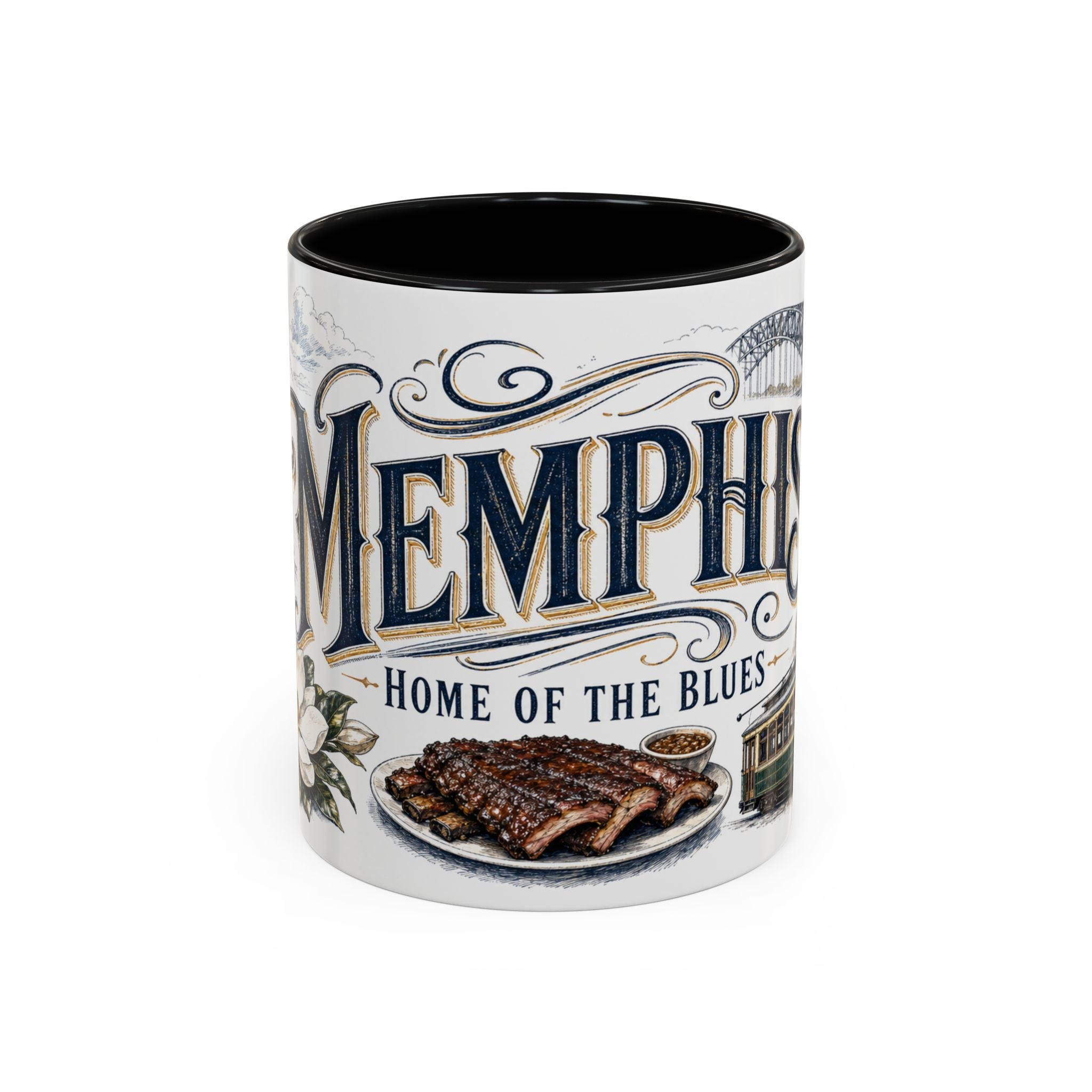 Memphis Coffee Mug | United States Travel Souvenir | Vintage Illustrated City Gift | 11 oz 15 oz Accent Mug