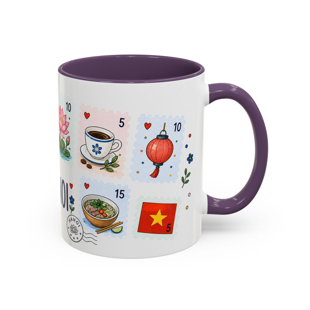 Hanoi Coffee Mug | Postage Stamp Collage Mug | Travel Souvenir Accent Cup 11oz 15oz
