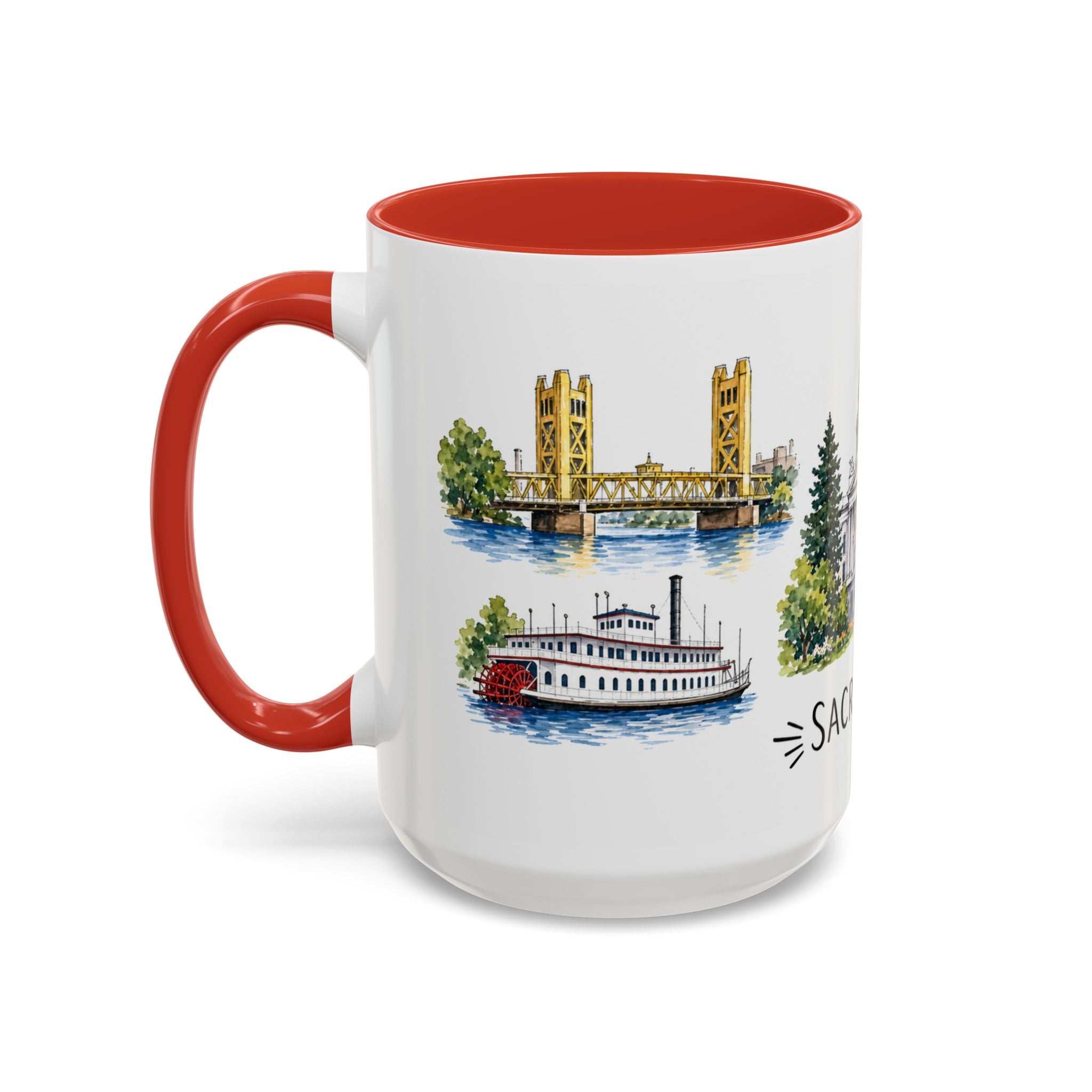 Sacramento Illustrated Travel Mug | City Souvenir Accent Coffee Mug | 11oz 15oz Ceramic Cup
