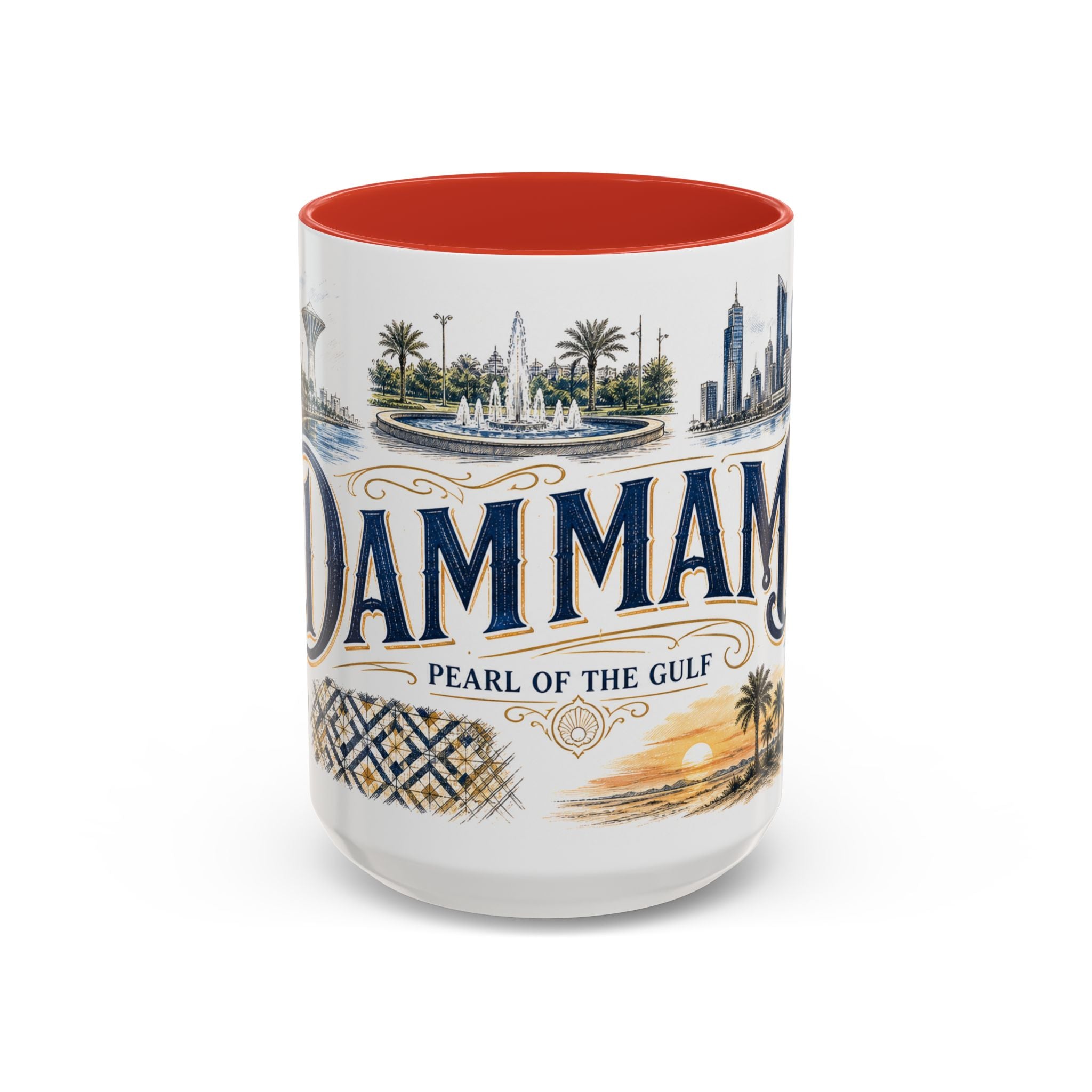 Dammam Coffee Mug | Saudi Arabia Travel Souvenir | Vintage Illustrated City Gift | 11 oz 15 oz Accent Mug