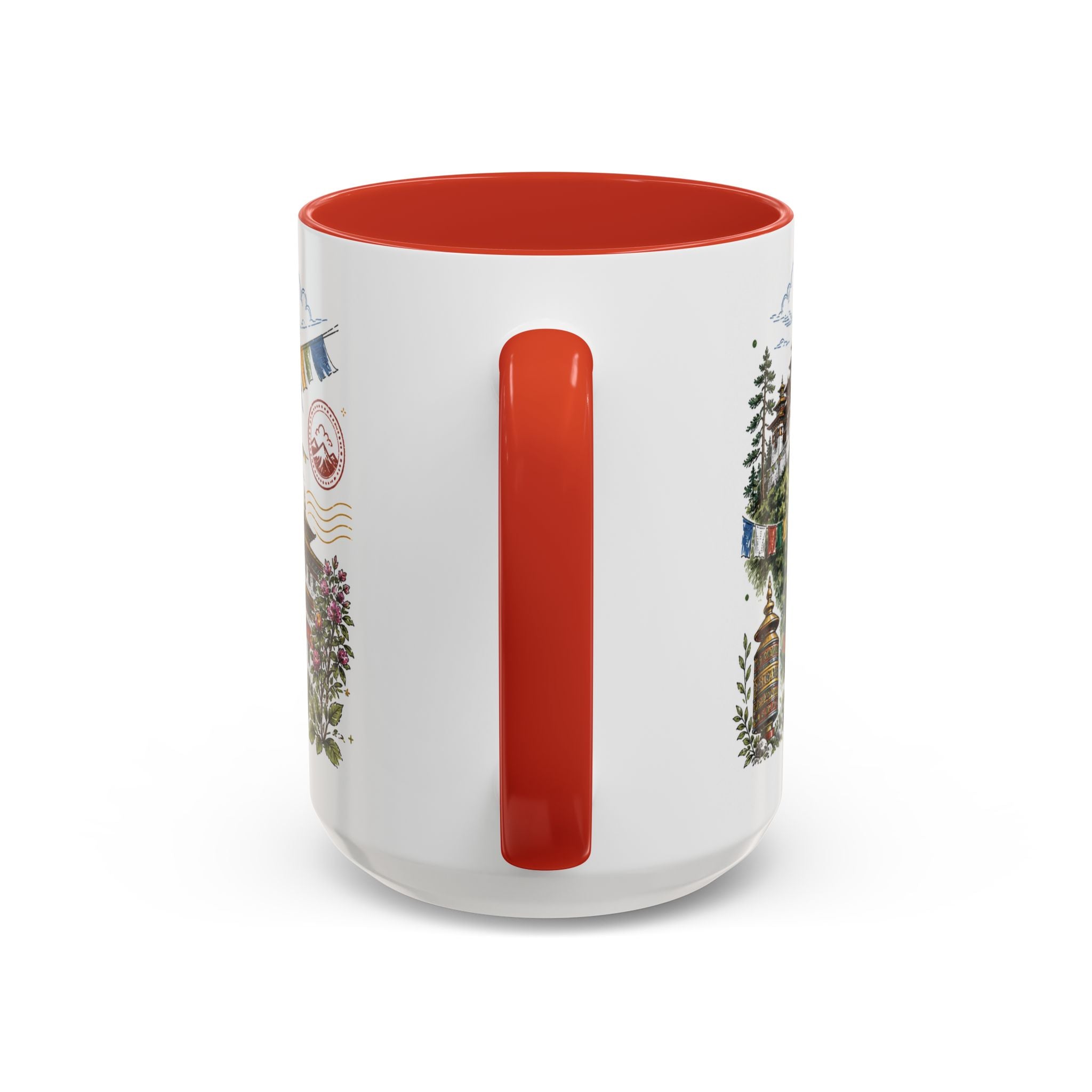Bhutan Valleys Coffee Mug | Travel Destination Souvenir Gift | Accent Color Ceramic 11oz 15oz