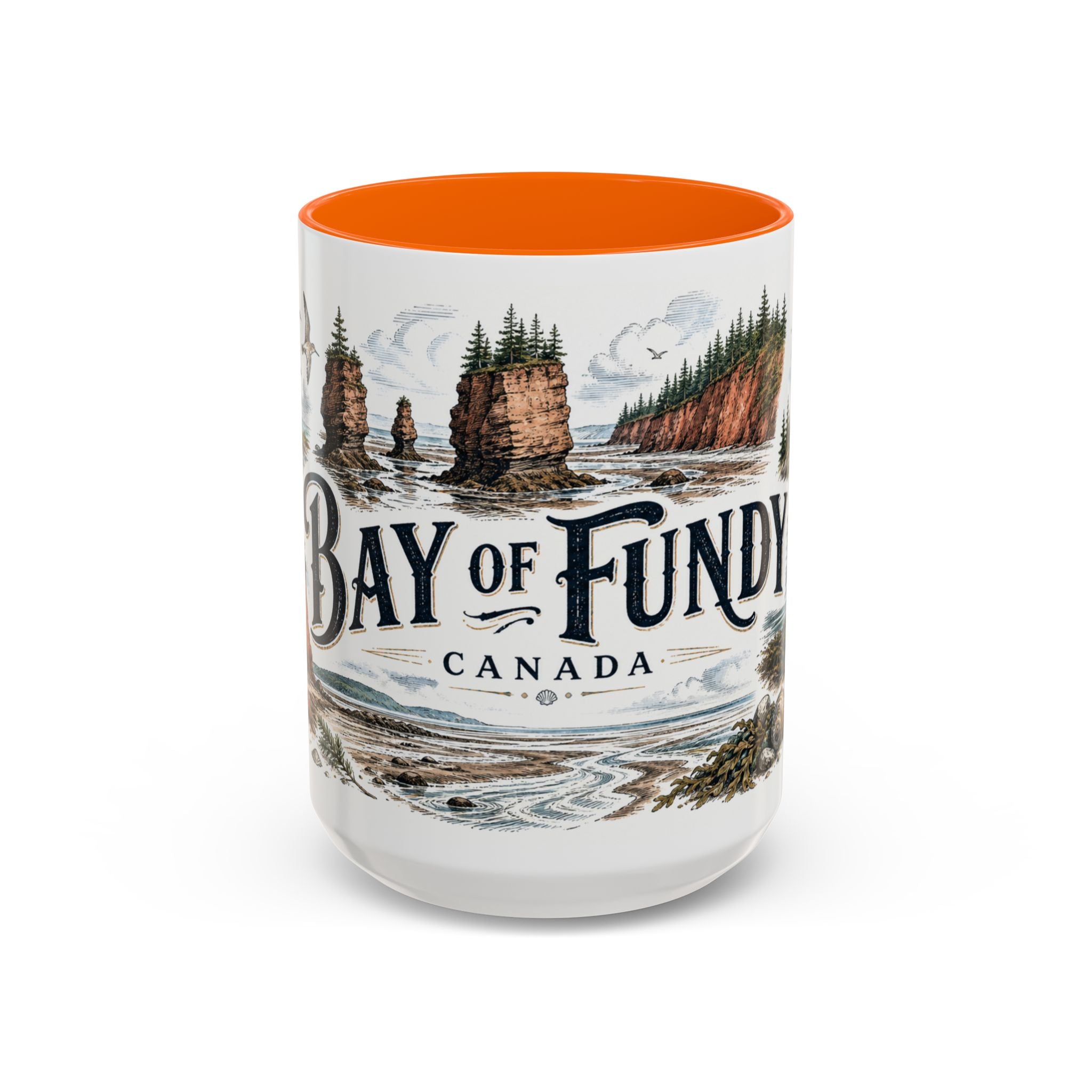 Bay of Fundy Mug, Canada Travel Souvenir, Bucket List Gift, Accent Ceramic Coffee Mug 11oz 15oz