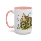 Bibury Illustrated Travel Mug | England Souvenir Accent Coffee Mug | 11oz 15oz Ceramic Cup