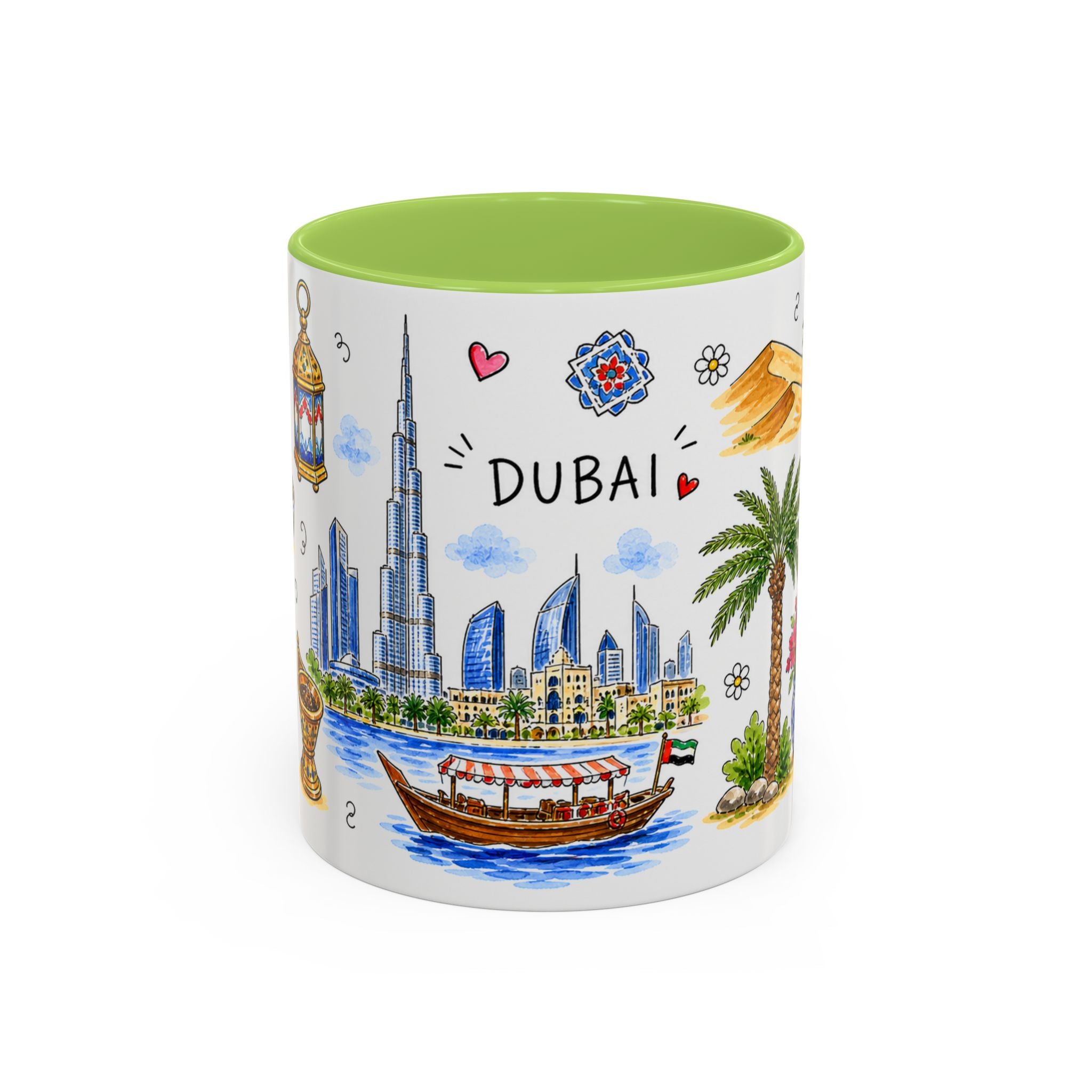 Dubai Illustrated Travel Mug | City Souvenir Accent Coffee Mug | 11oz 15oz Ceramic Cup