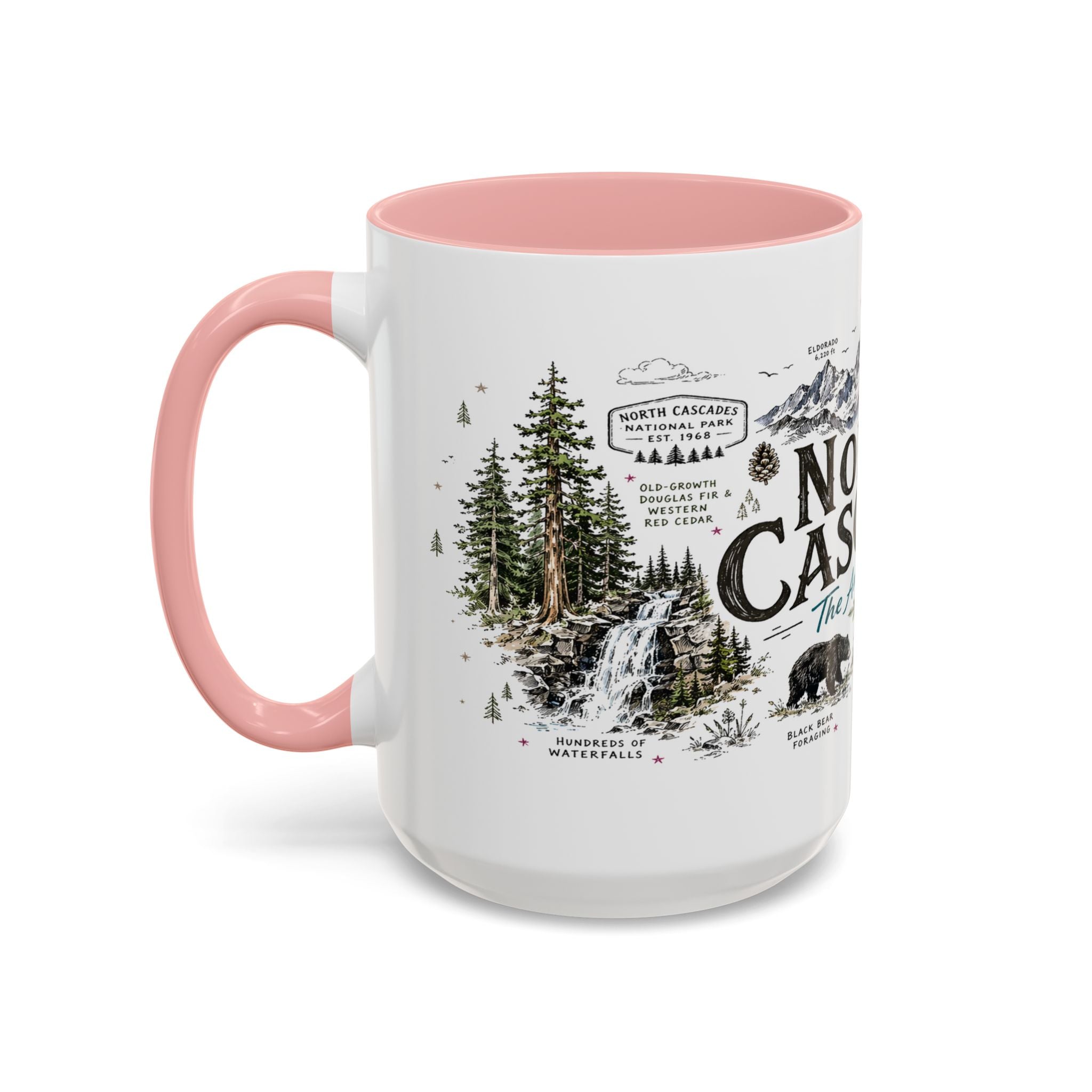 North Cascades National Park Coffee Mug | Washington Alpine Glacier Hiking Gift | Accent Color Ceramic 11oz 15oz