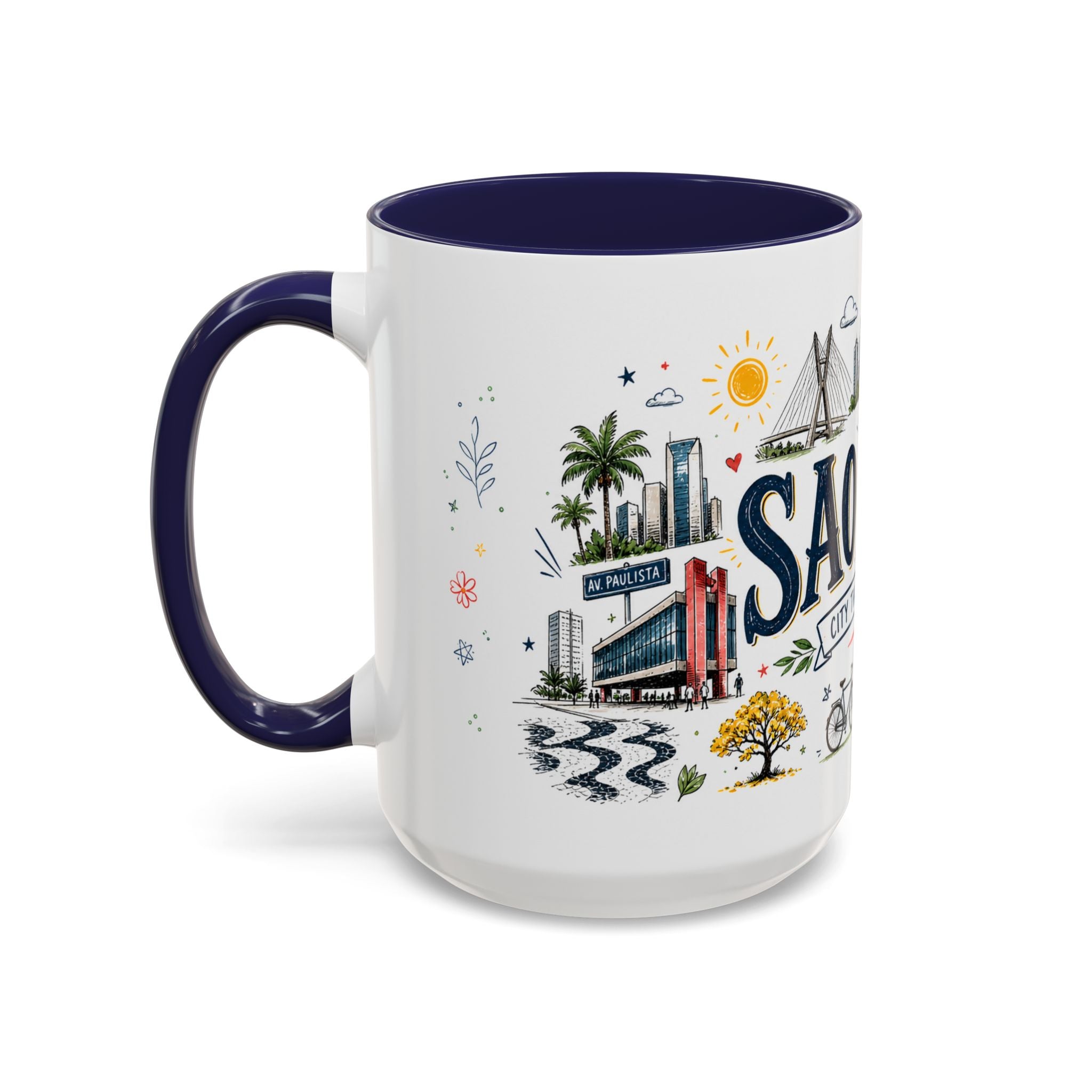 Sao Paulo Coffee Mug | Brazil Souvenir Travel Gift | Accent Color Ceramic 11oz 15oz