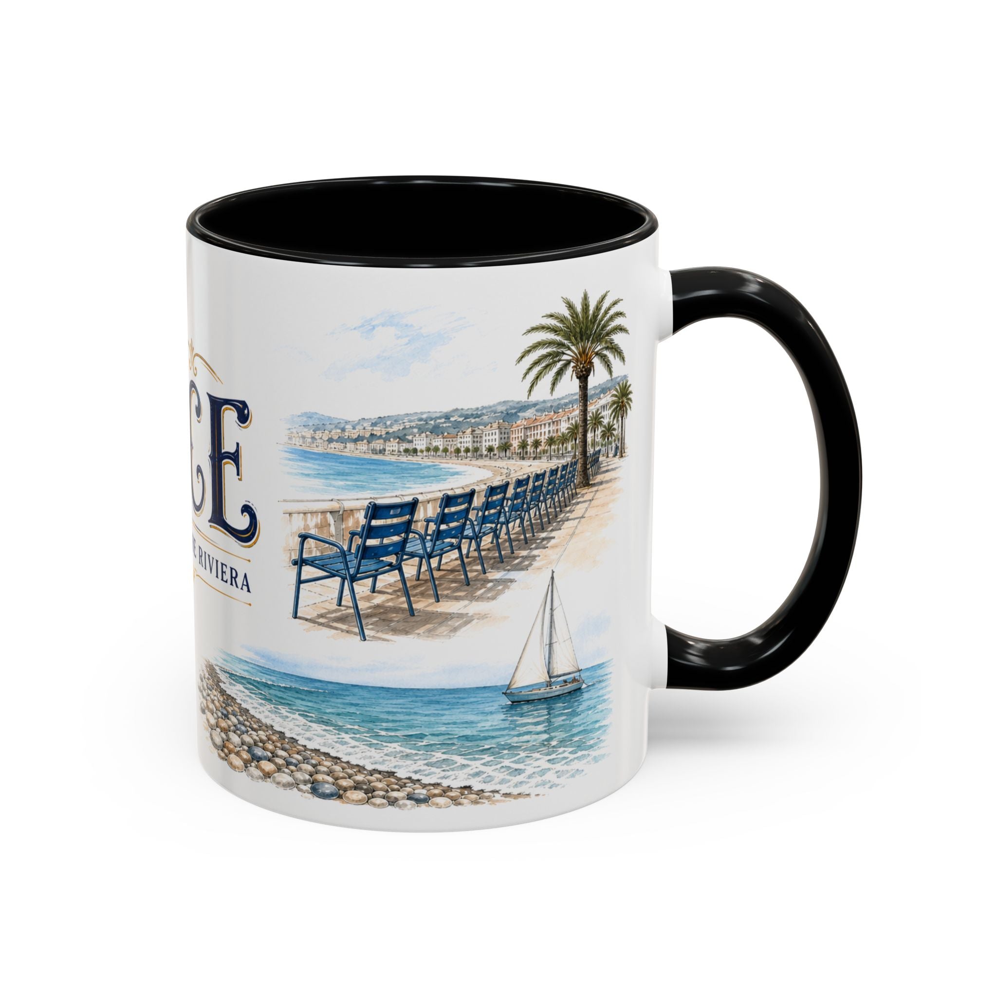 Nice Coffee Mug | France Travel Souvenir | Vintage Illustrated City Gift | 11 oz 15 oz Accent Mug