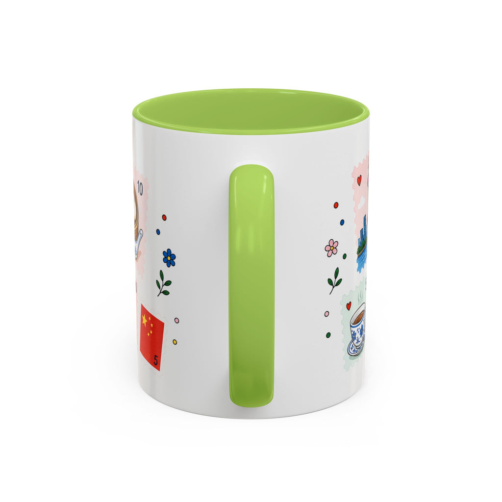 Shanghai Coffee Mug | Postage Stamp Collage Mug | Travel Souvenir Accent Cup 11oz 15oz