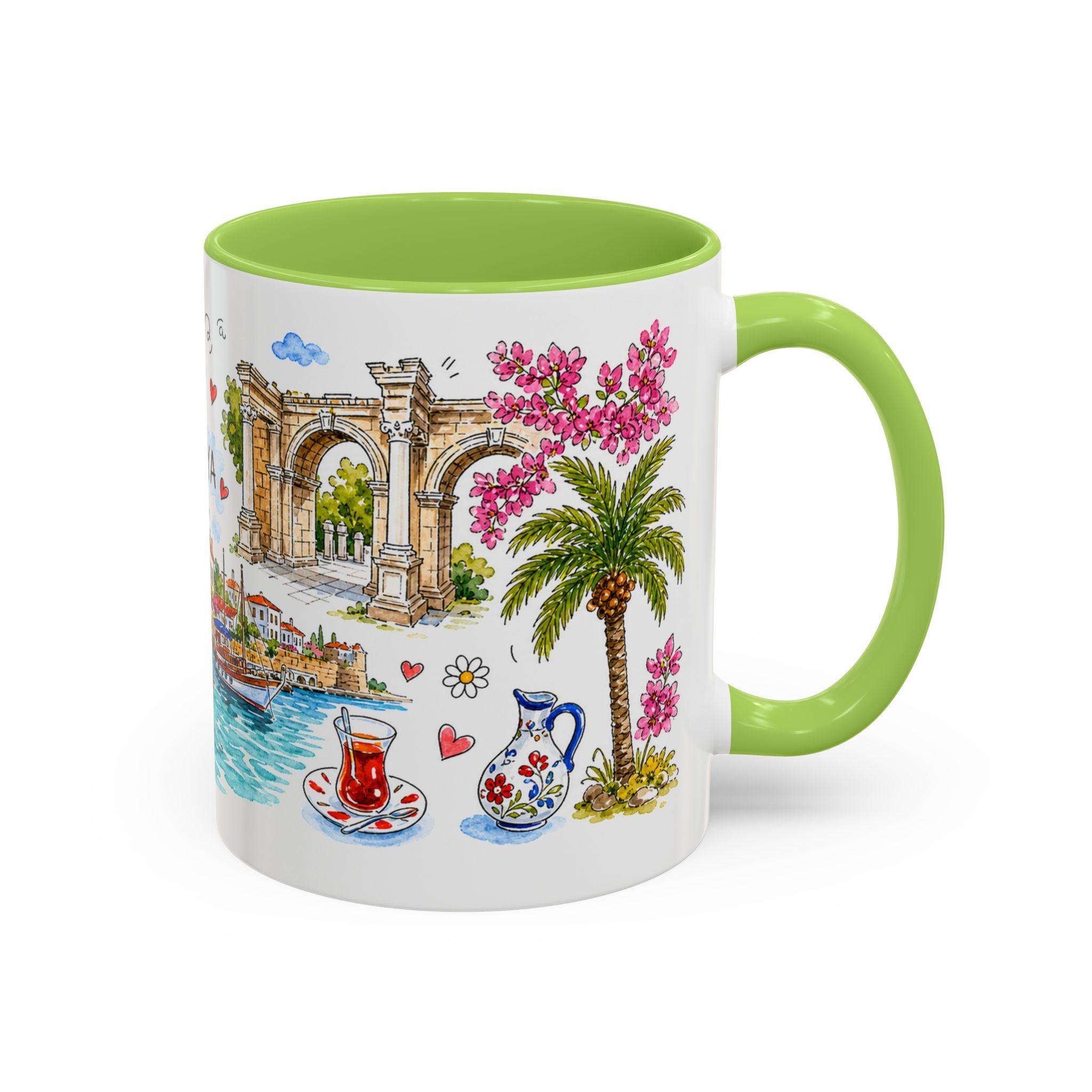 Antalya Travel Mug | European City Souvenir Accent Coffee Mug | 11oz 15oz Ceramic Cup