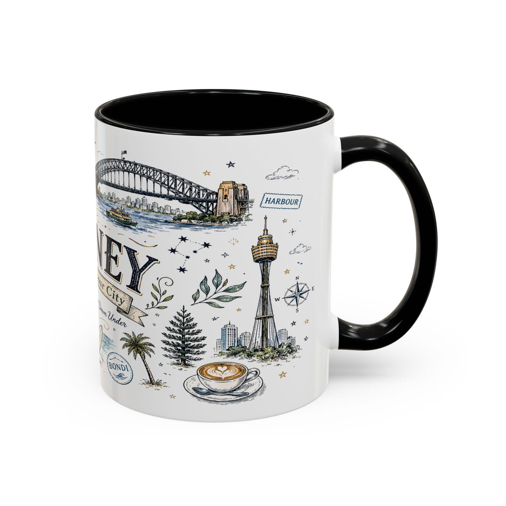 Sydney Coffee Mug | Australia Souvenir Travel Gift | Accent Color Ceramic 11oz 15oz
