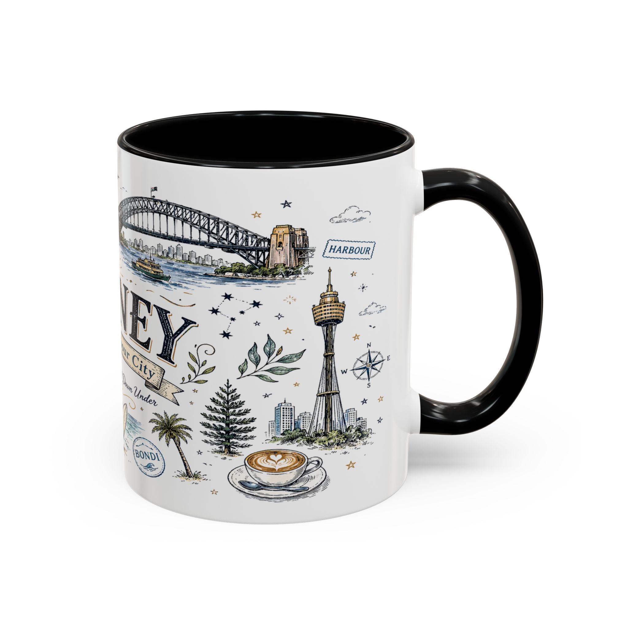 Sydney Coffee Mug | Australia Souvenir Travel Gift | Accent Color Ceramic 11oz 15oz