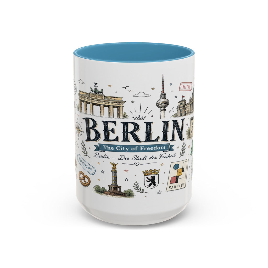 Berlin Coffee Mug | Germany Souvenir Travel Gift | Accent Color Ceramic 11oz 15oz