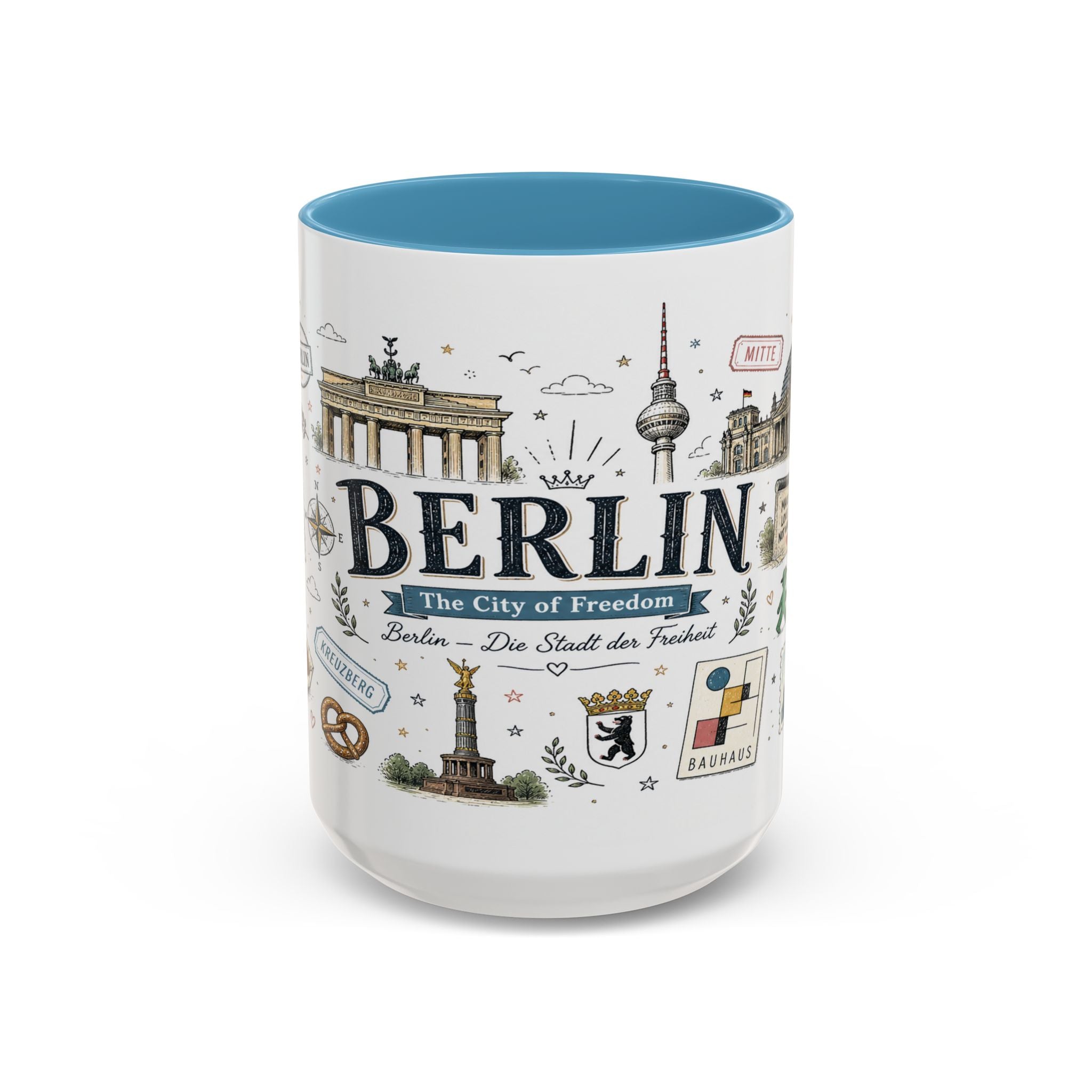 Berlin Coffee Mug | Germany Souvenir Travel Gift | Accent Color Ceramic 11oz 15oz