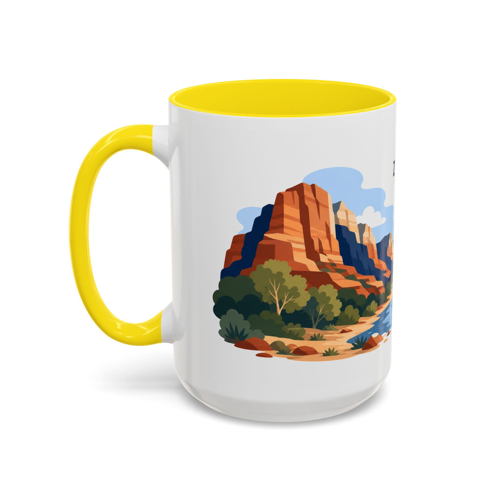 Zion National Park Coffee Mug | Solid Color Block Park Souvenir | 11oz 15oz Accent Mug