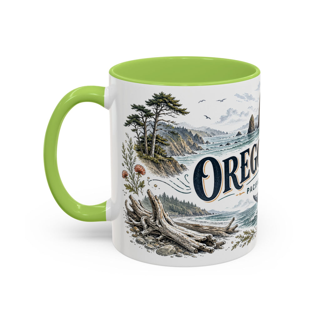 Oregon Coast Mug, Pacific Northwest Travel Souvenir, Bucket List Gift, Accent Ceramic Coffee Mug 11oz 15oz