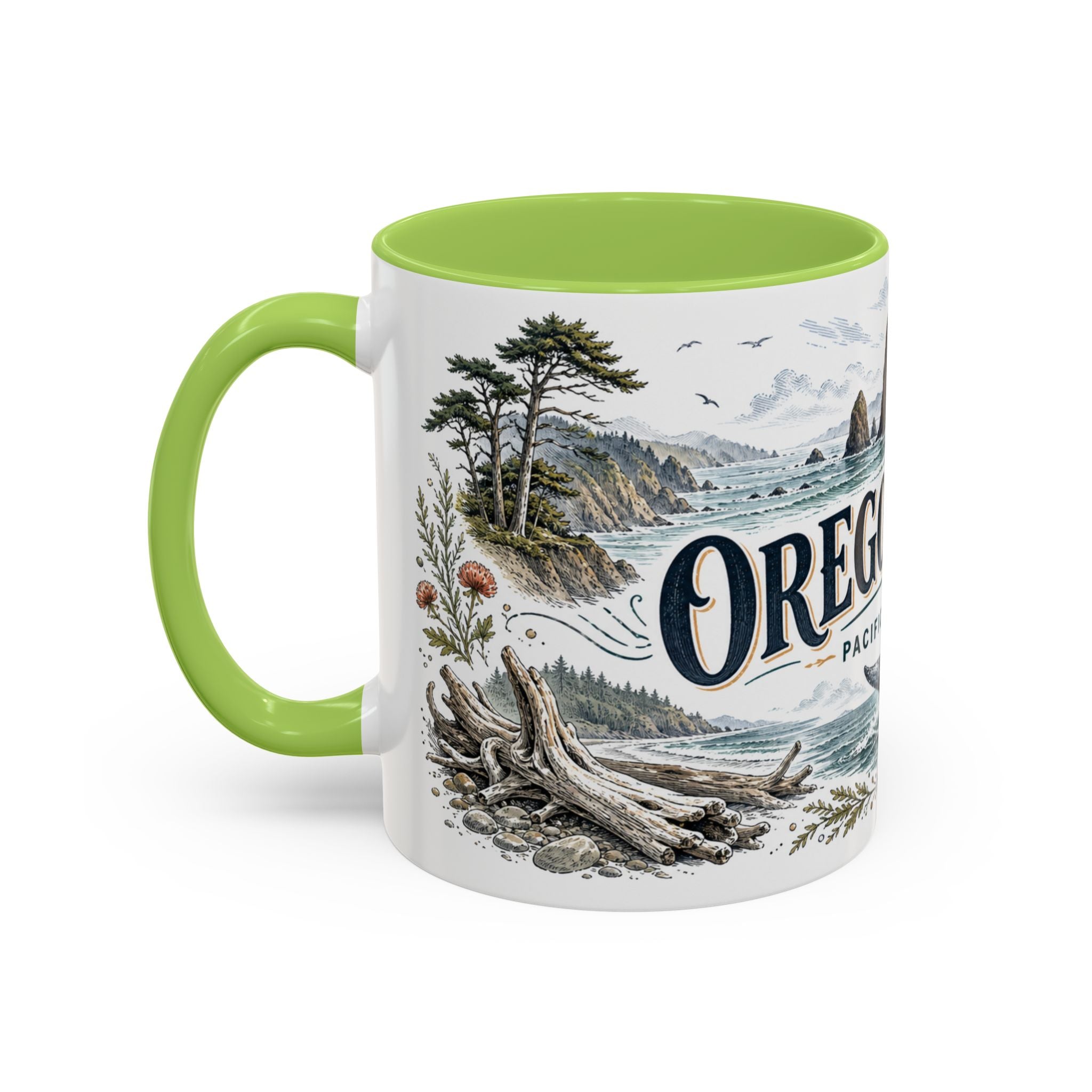 Oregon Coast Mug, Pacific Northwest Travel Souvenir, Bucket List Gift, Accent Ceramic Coffee Mug 11oz 15oz