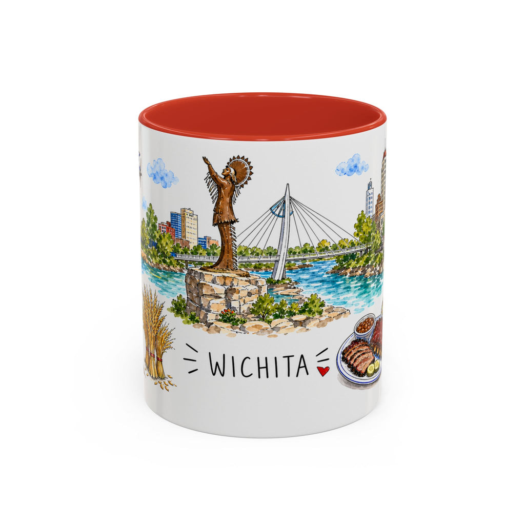 Wichita Illustrated Travel Mug | City Souvenir Accent Coffee Mug | 11oz 15oz Ceramic Cup