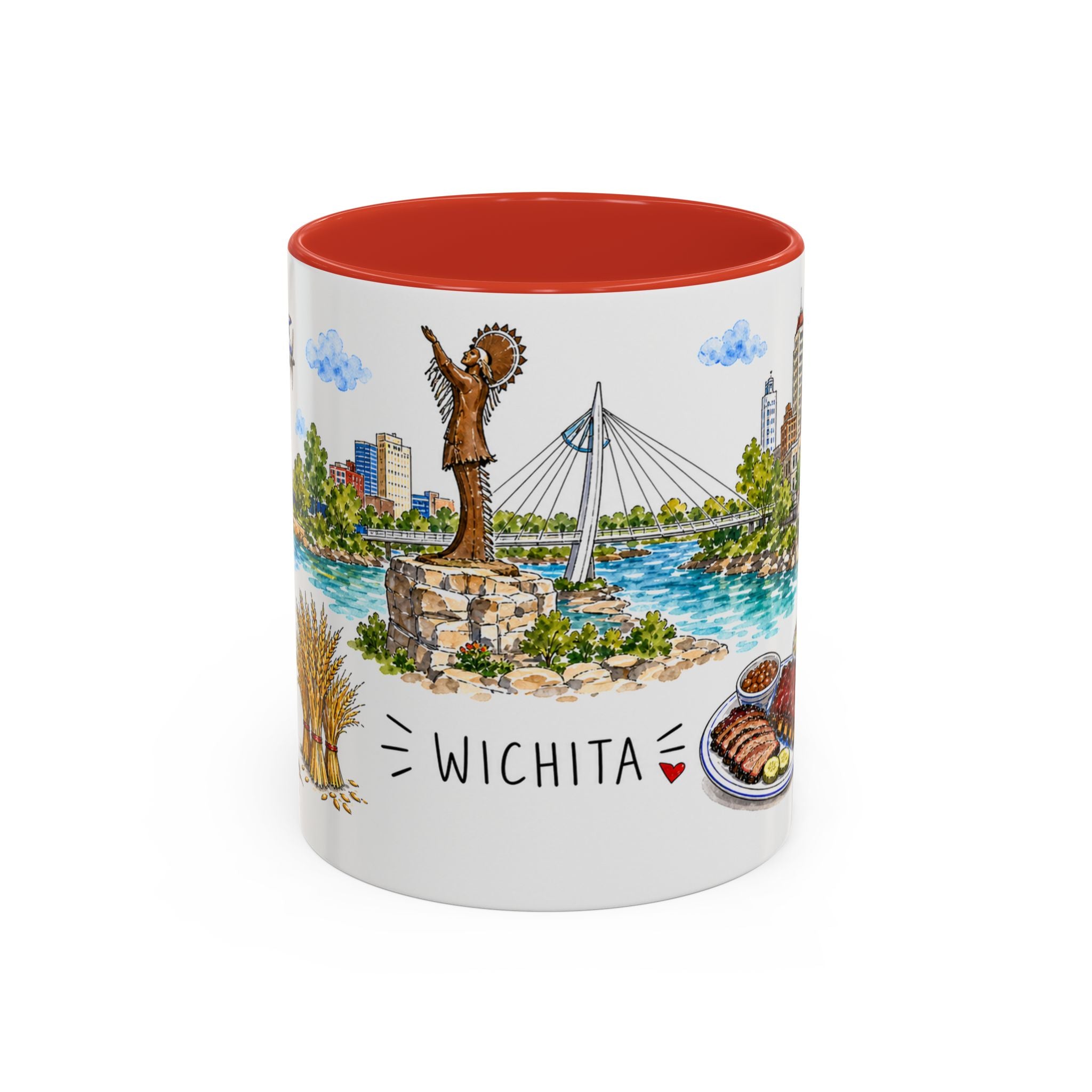 Wichita Illustrated Travel Mug | City Souvenir Accent Coffee Mug | 11oz 15oz Ceramic Cup