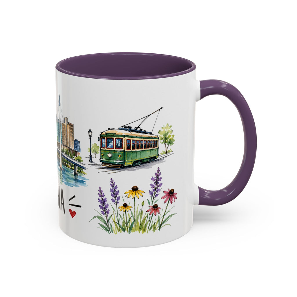 Omaha Illustrated Travel Mug | City Souvenir Accent Coffee Mug | 11oz 15oz Ceramic Cup