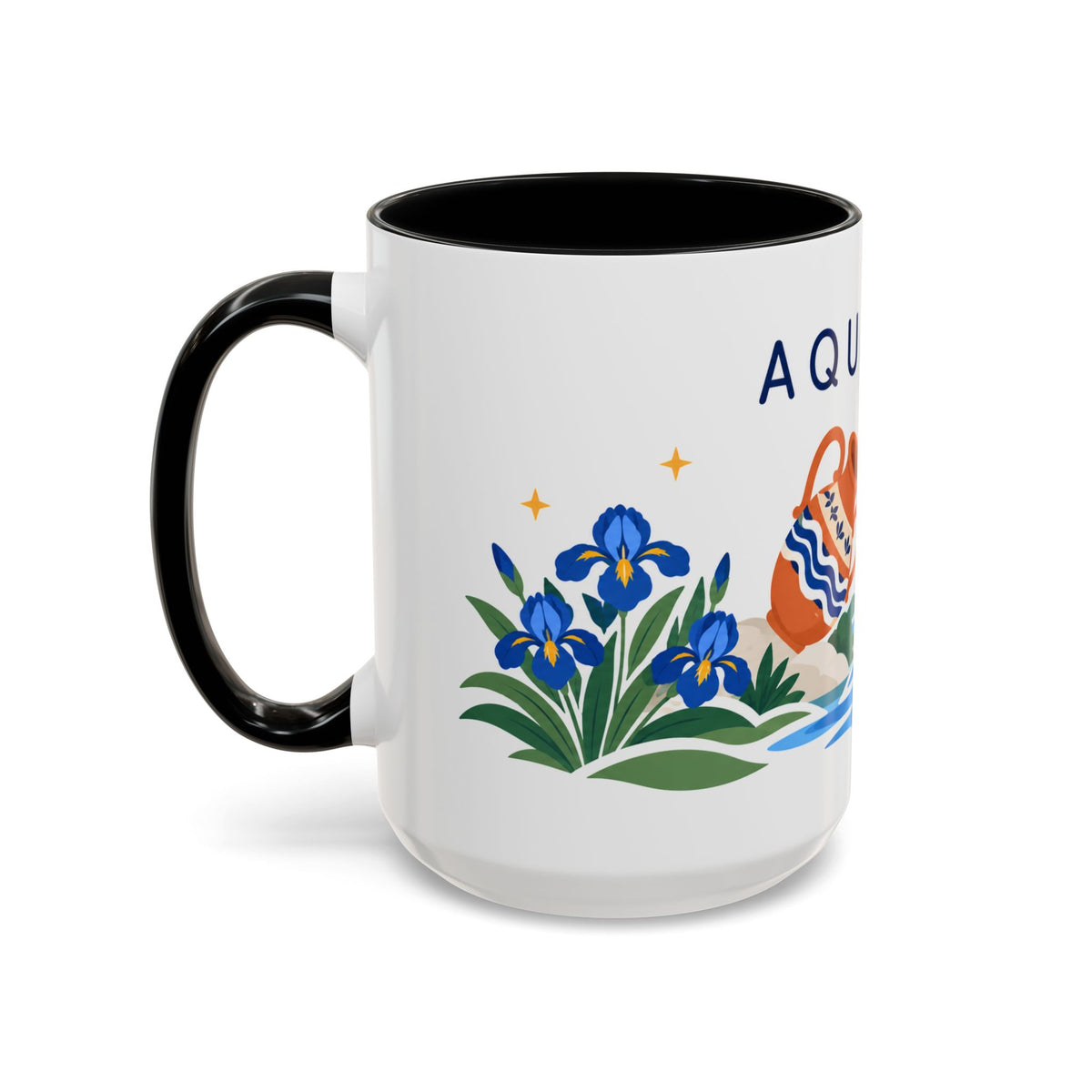 Aquarius Zodiac Coffee Mug | Water Bearer Design | Astrology Birthday Gift | 11 oz 15 oz Ceramic Accent Mug