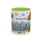 Denver Illustrated Travel Mug | City Souvenir Accent Coffee Mug | 11oz 15oz Ceramic Cup