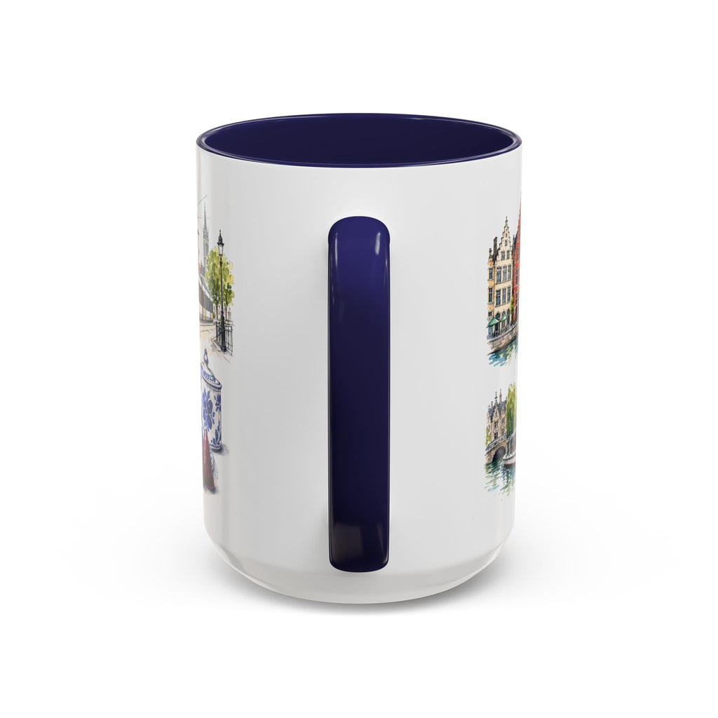 Ghent Illustrated Travel Mug | City Souvenir Accent Coffee Mug | 11oz 15oz Ceramic Cup