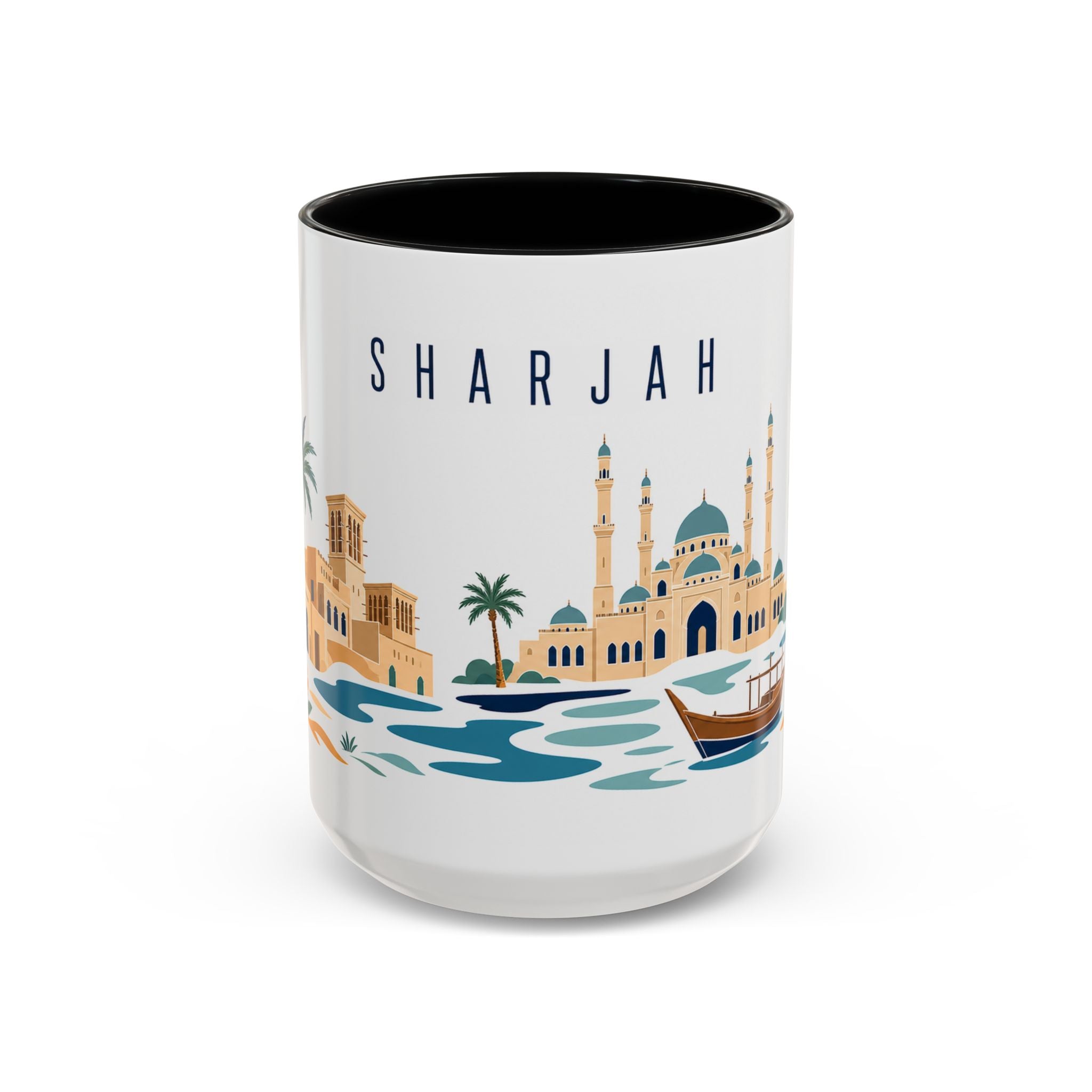 Sharjah Coffee Mug | United Arab Emirates Travel Souvenir | Porcelain Decal City Gift | 11oz 15oz Accent Mug