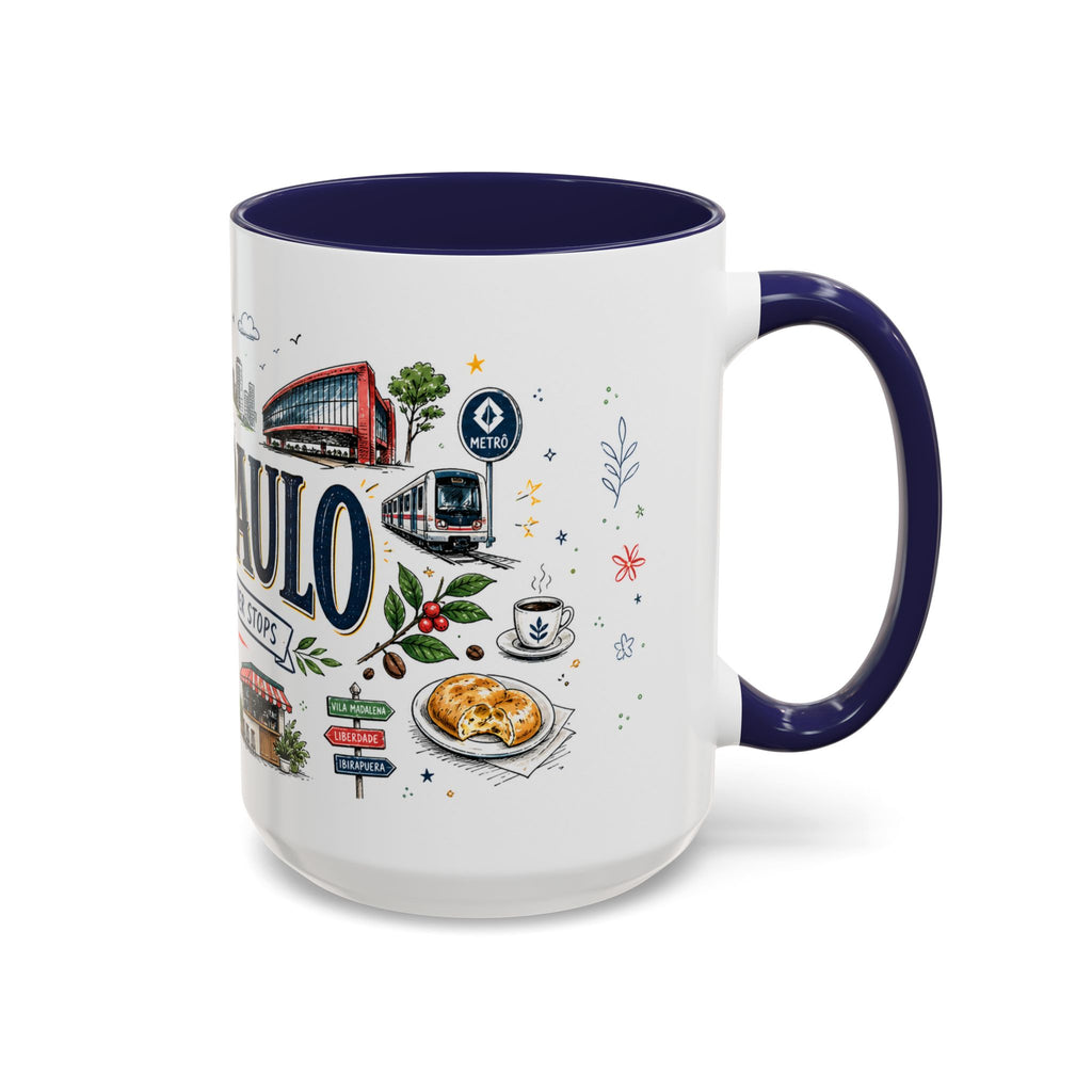 Sao Paulo Coffee Mug | Brazil Souvenir Travel Gift | Accent Color Ceramic 11oz 15oz
