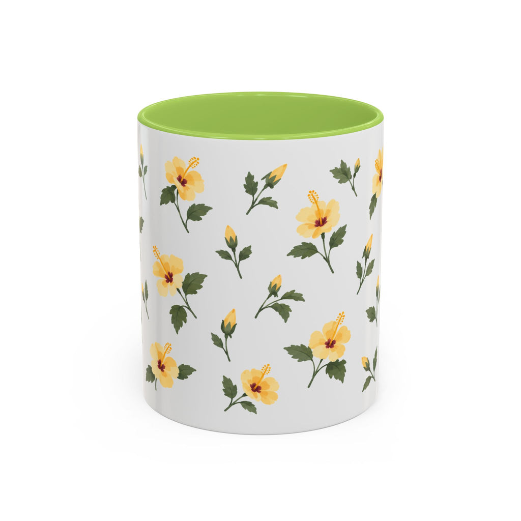 Hawaii Yellow hibiscus Mug, State Flower Floral Coffee Cup, 11oz Botanical Gift