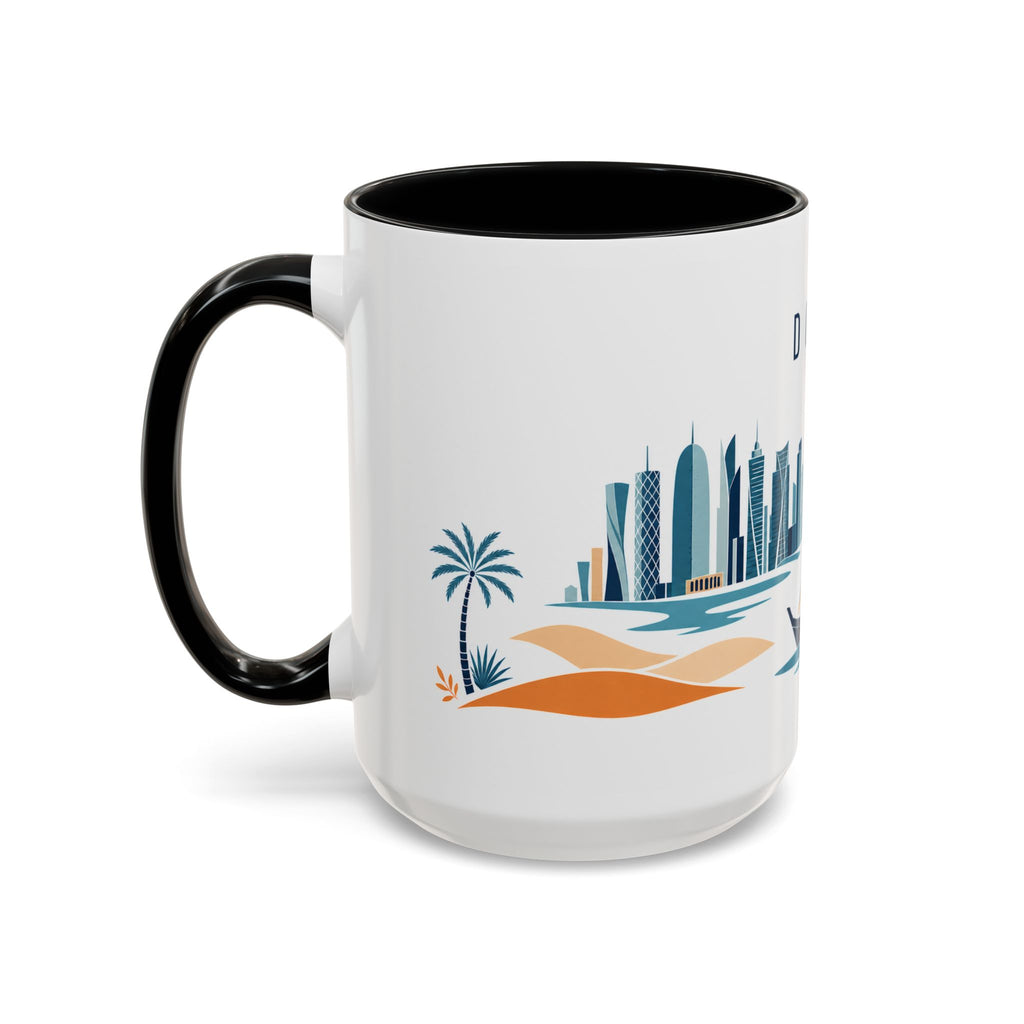 Doha Coffee Mug | Qatar Travel Souvenir | Porcelain Decal City Gift | 11oz 15oz Accent Mug