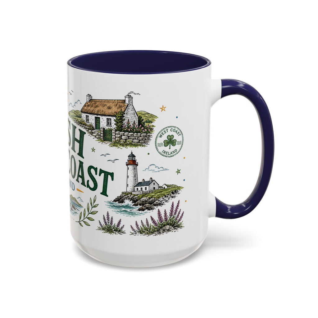 Irish West Coast Coffee Mug | Travel Destination Souvenir Gift | Accent Color Ceramic 11oz 15oz