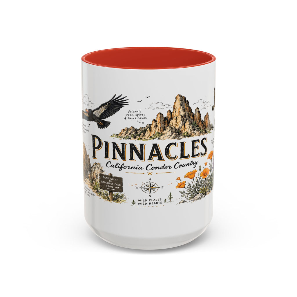 Pinnacles National Park Coffee Mug | California Rock Climbing Condor Gift | Accent Color Ceramic 11oz 15oz