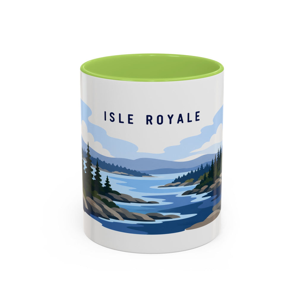 Isle Royale National Park Coffee Mug | Solid Color Block Park Souvenir | 11oz 15oz Accent Mug