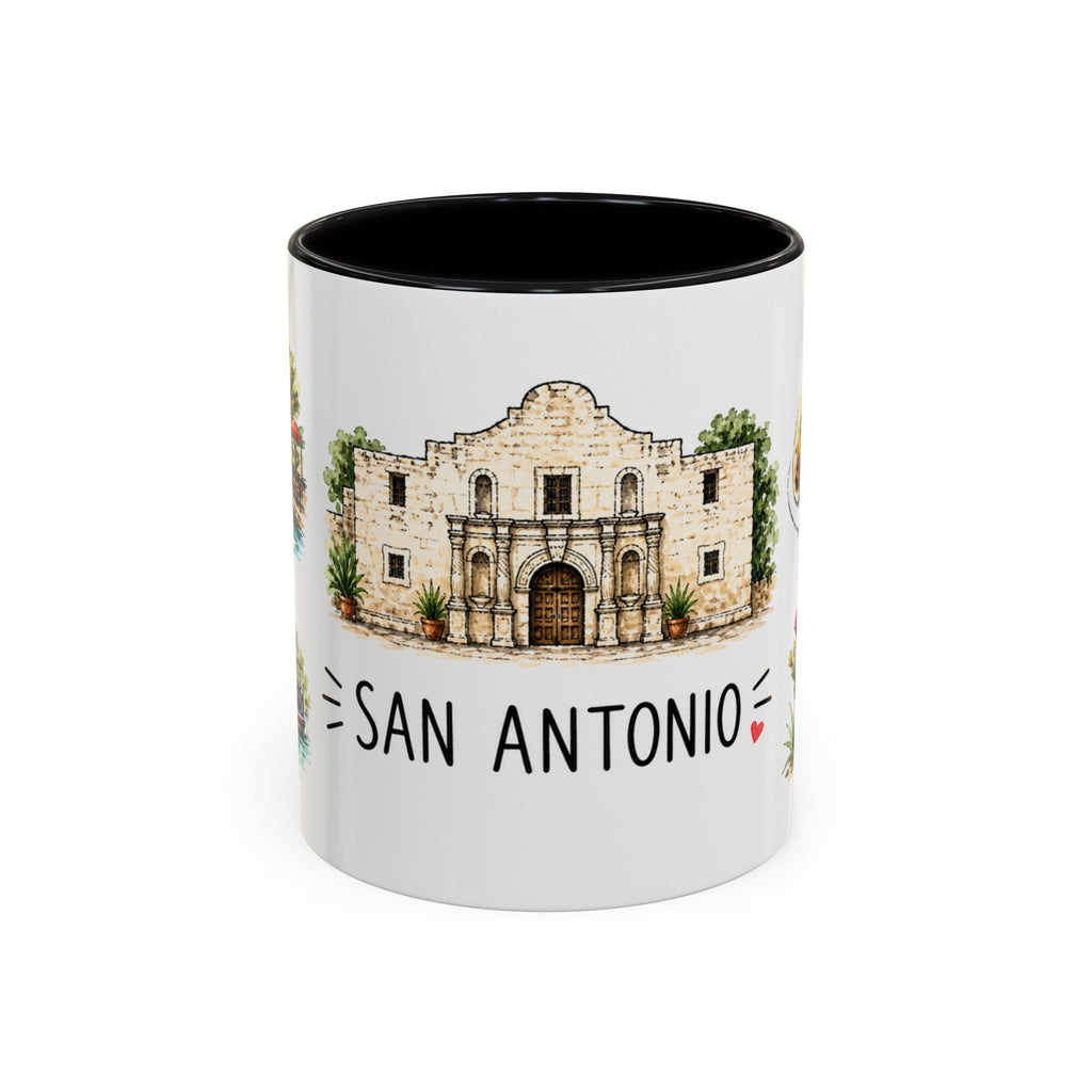 San Antonio Illustrated Travel Mug | City Souvenir Accent Coffee Mug | 11oz 15oz Ceramic Cup