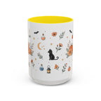 Black Cat Halloween Mug | Pumpkin Moon Watercolor Gift | Spooky Accent Cup 11oz 15oz
