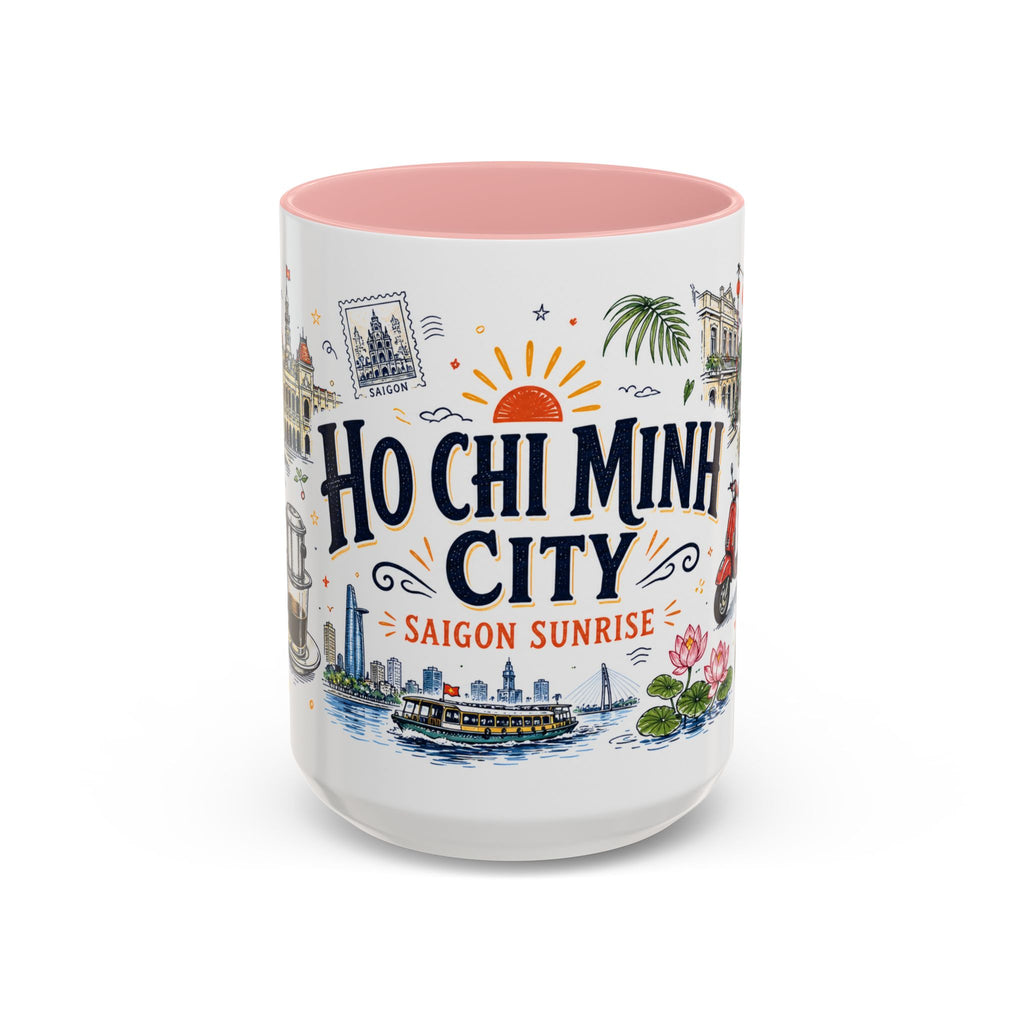 Ho Chi Minh City Coffee Mug | Vietnam Souvenir Travel Gift | Accent Color Ceramic 11oz 15oz