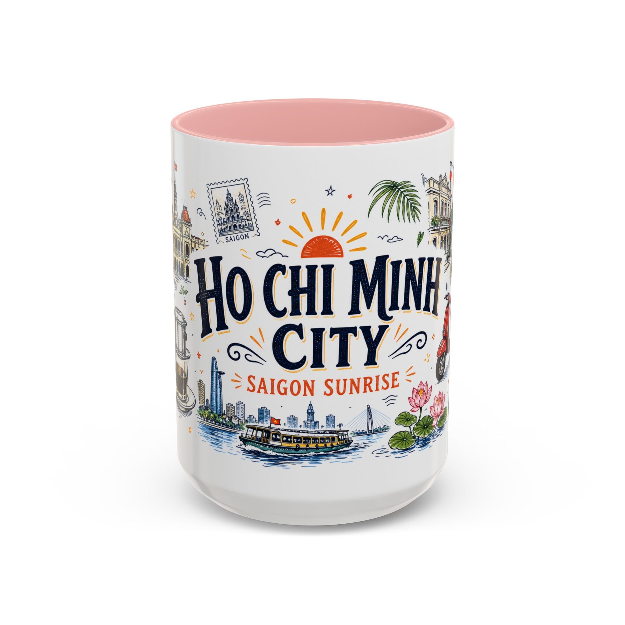Ho Chi Minh City Coffee Mug | Vietnam Souvenir Travel Gift | Accent Color Ceramic 11oz 15oz