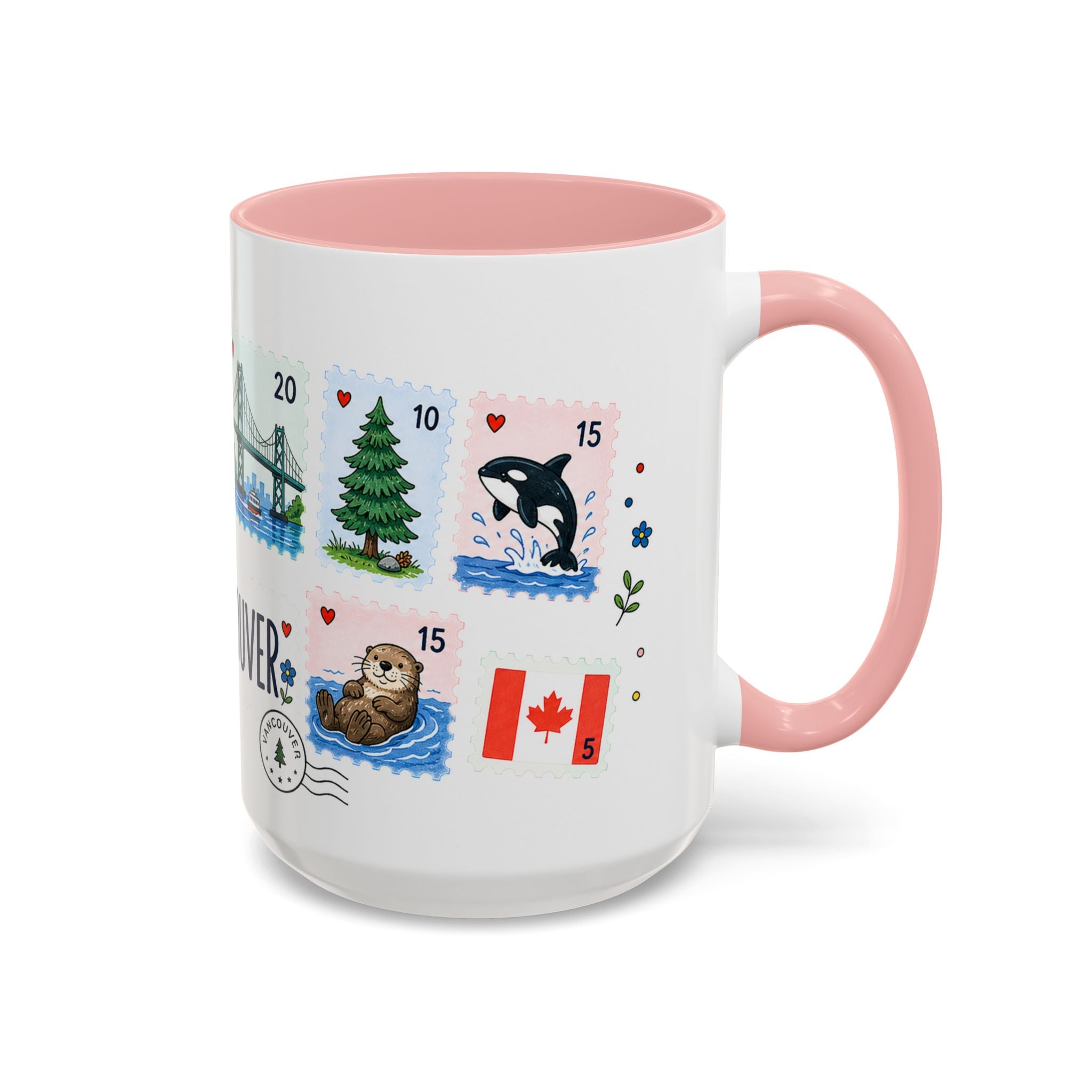 Vancouver Coffee Mug | Postage Stamp Collage Mug | Travel Souvenir Accent Cup 11oz 15oz