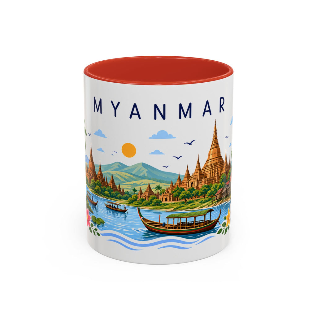 Myanmar Coffee Mug | Travel Souvenir Accent Mug | Place Gift Ceramic Cup 11oz 15oz