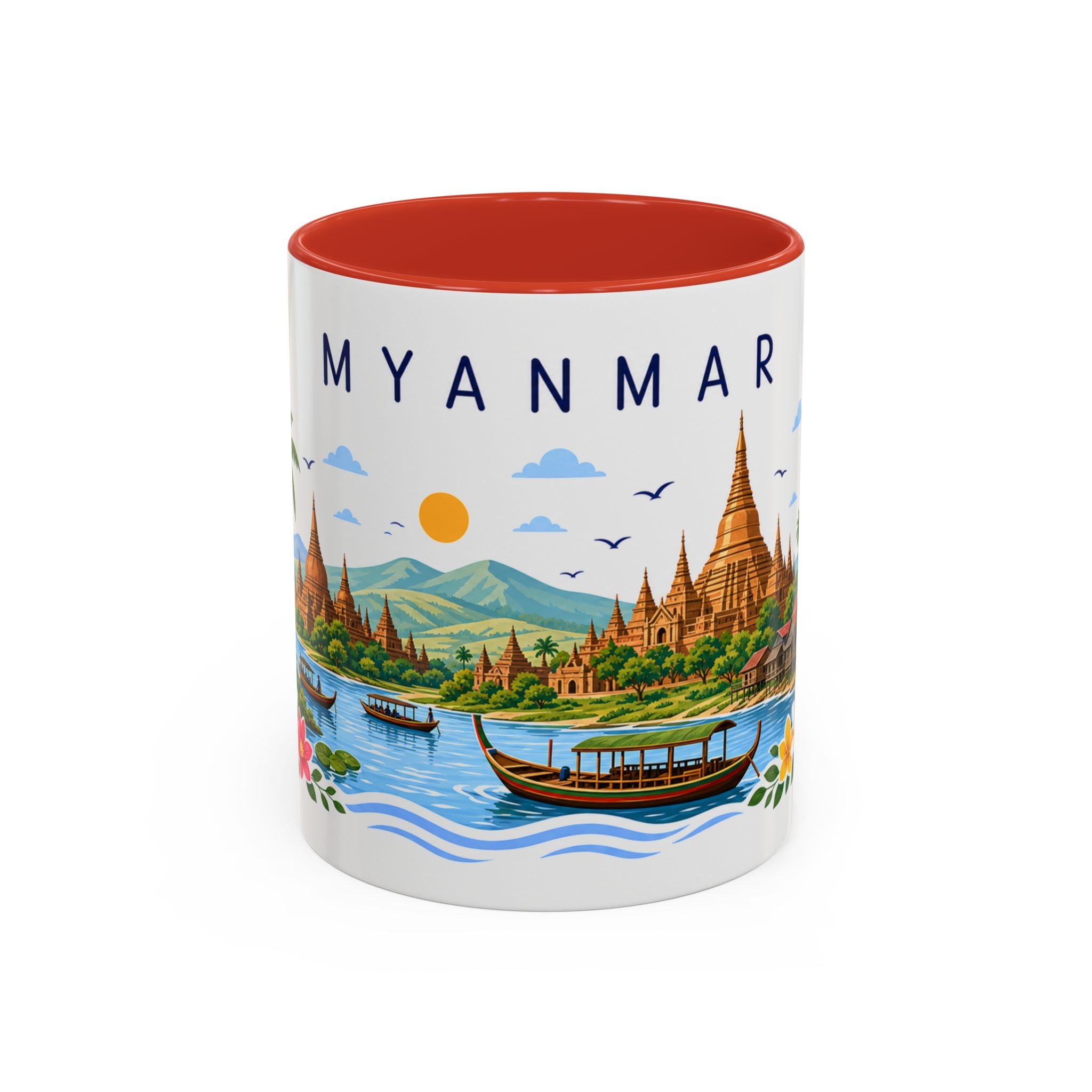 Myanmar Coffee Mug | Travel Souvenir Accent Mug | Place Gift Ceramic Cup 11oz 15oz