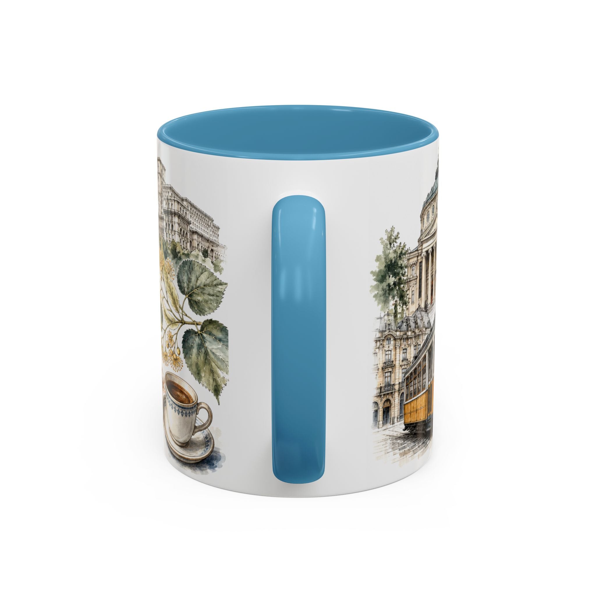 Bucharest Coffee Mug | Romania Travel Souvenir | Vintage Illustrated City Gift | 11 oz 15 oz Accent Mug