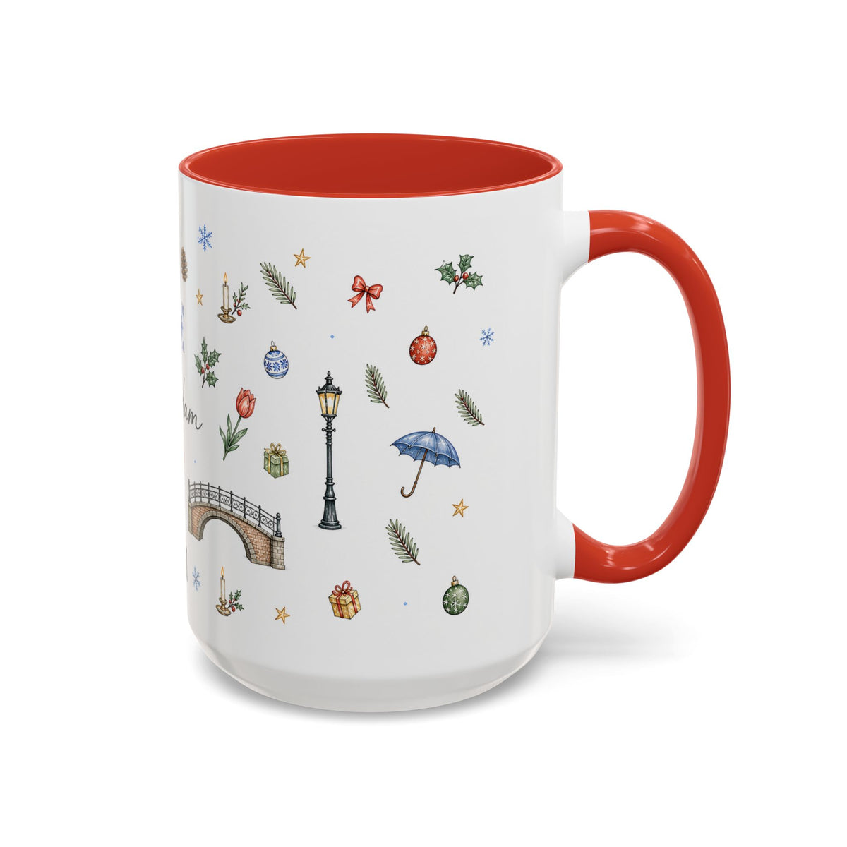 Amsterdam Christmas Watercolor Mug | Festive City Souvenir Coffee Cup