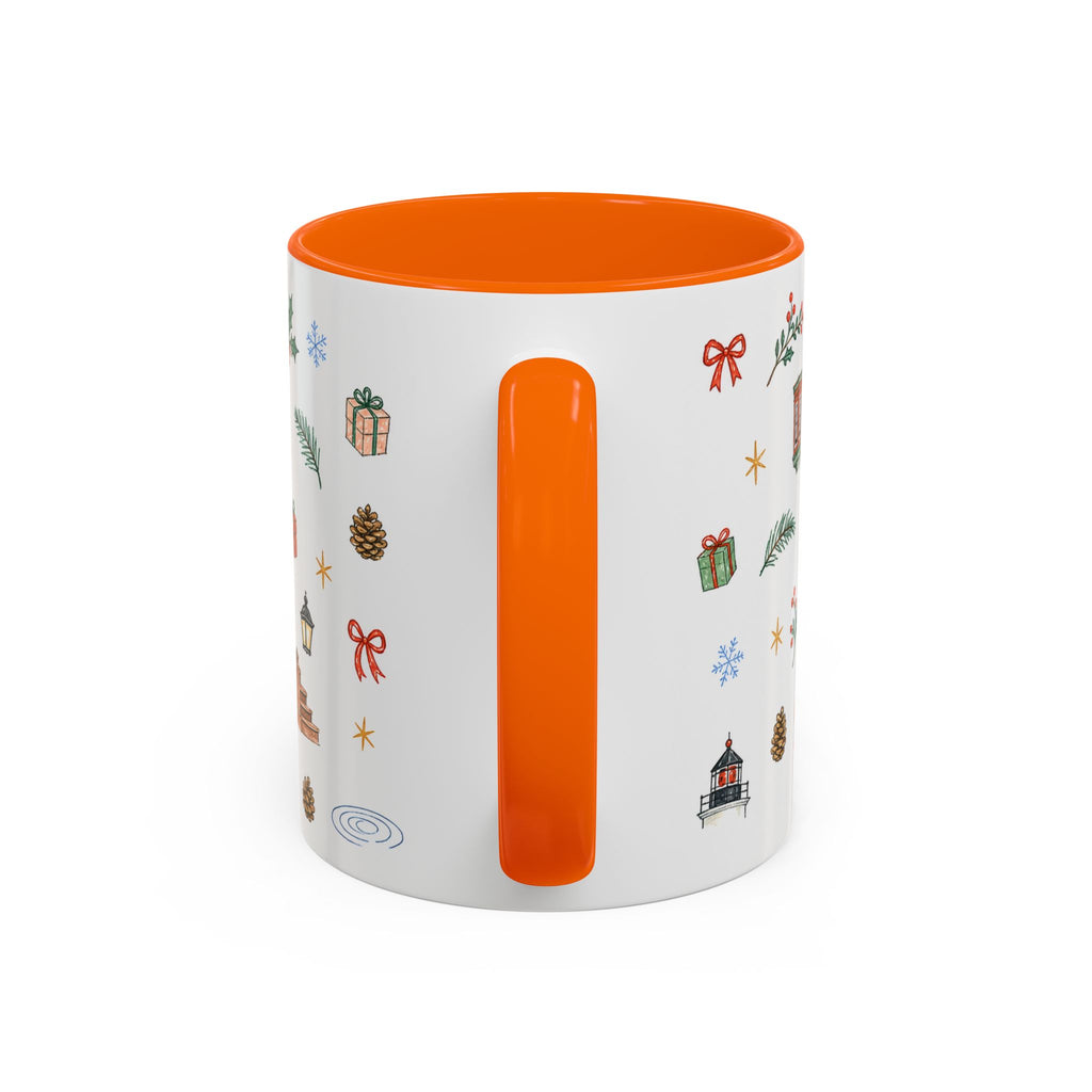 Boston Christmas Mug | Watercolor Travel Souvenir | Holiday Gift | Accent Ceramic Coffee Cup 11oz 15oz