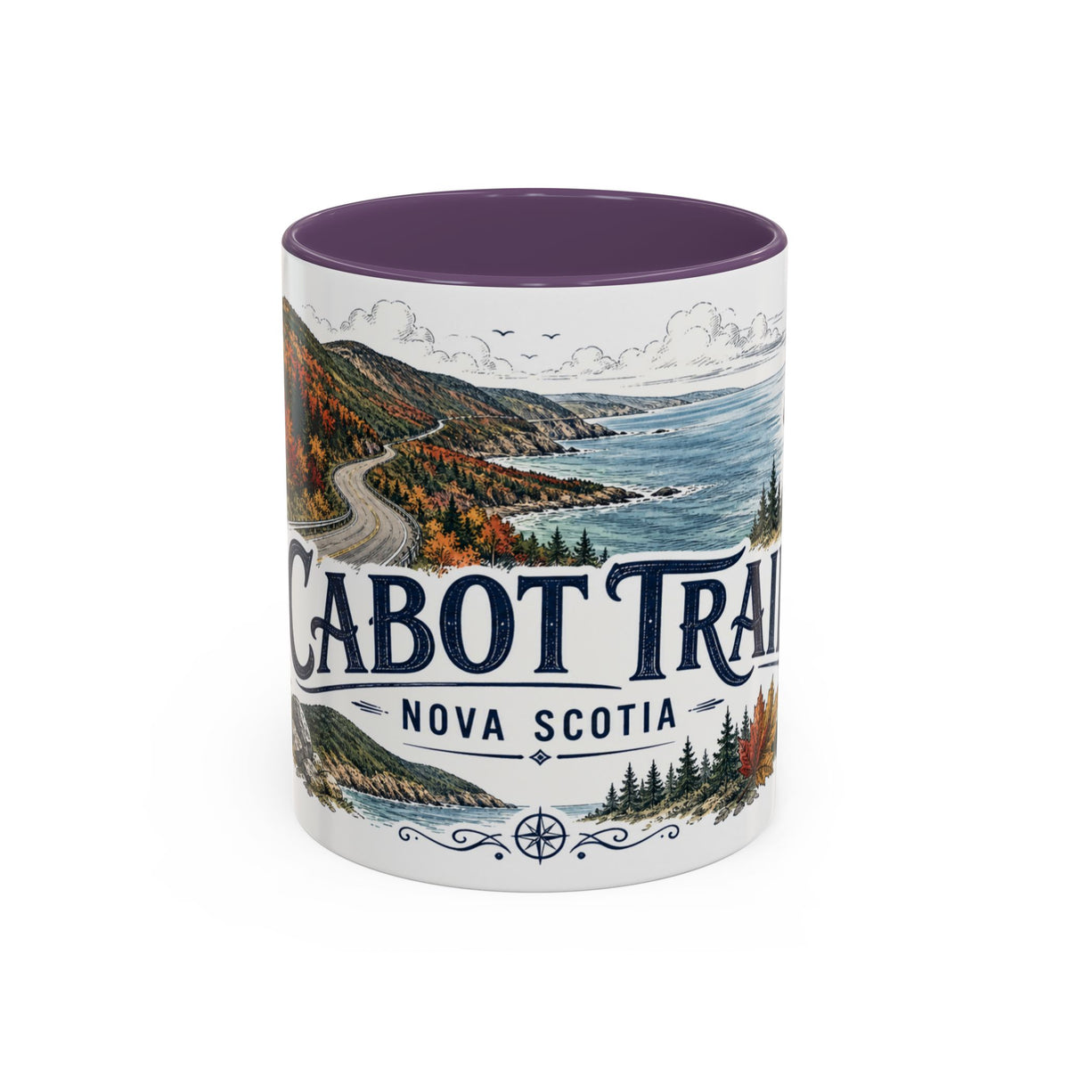 Cabot Trail Mug, Nova Scotia Travel Souvenir, Bucket List Gift, Accent Ceramic Coffee Mug 11oz 15oz