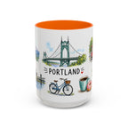 Portland Illustrated Travel Mug | City Souvenir Accent Coffee Mug | 11oz 15oz Ceramic Cup