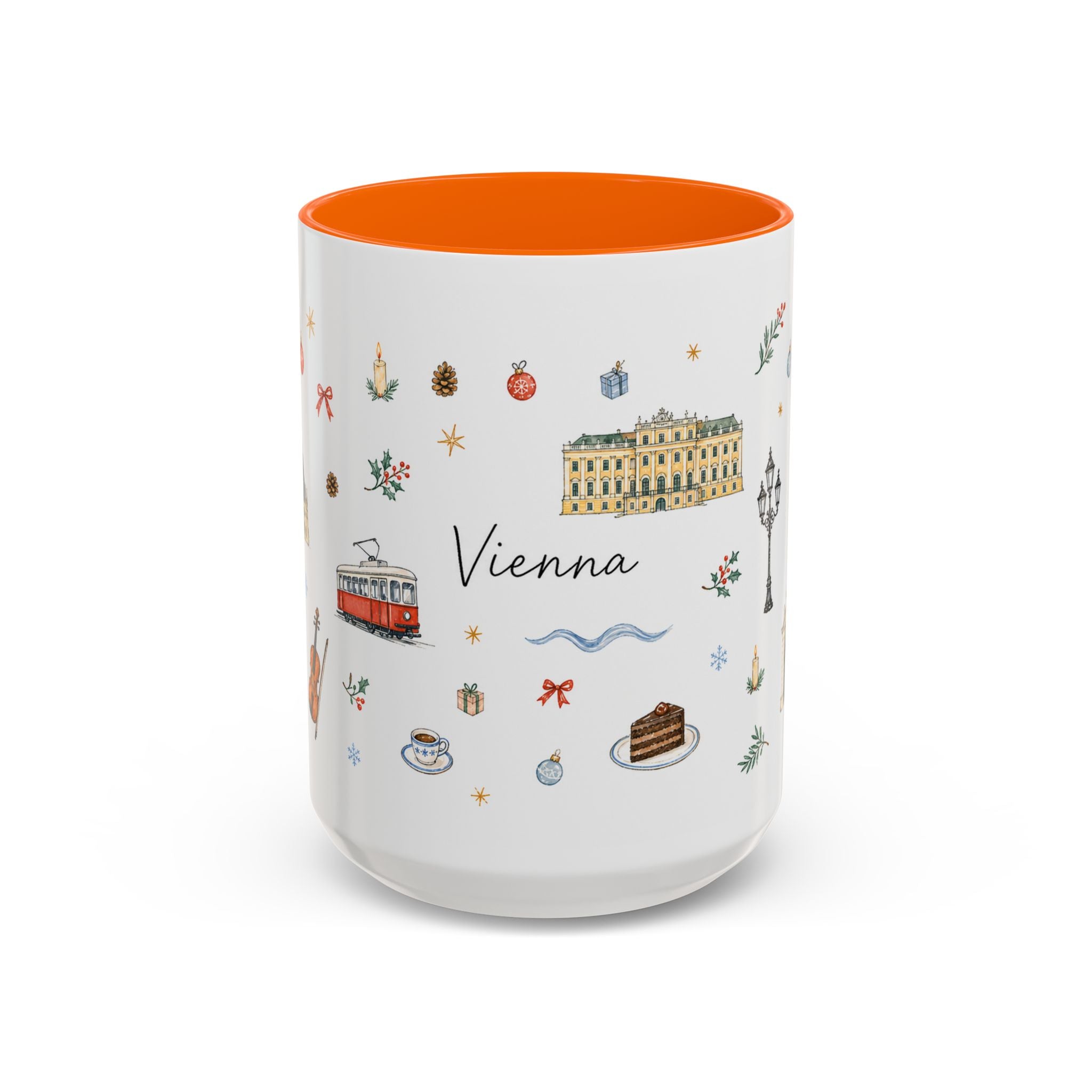 Vienna Christmas Mug | Watercolor Travel Souvenir | Holiday Gift | Accent Ceramic Coffee Cup 11oz 15oz
